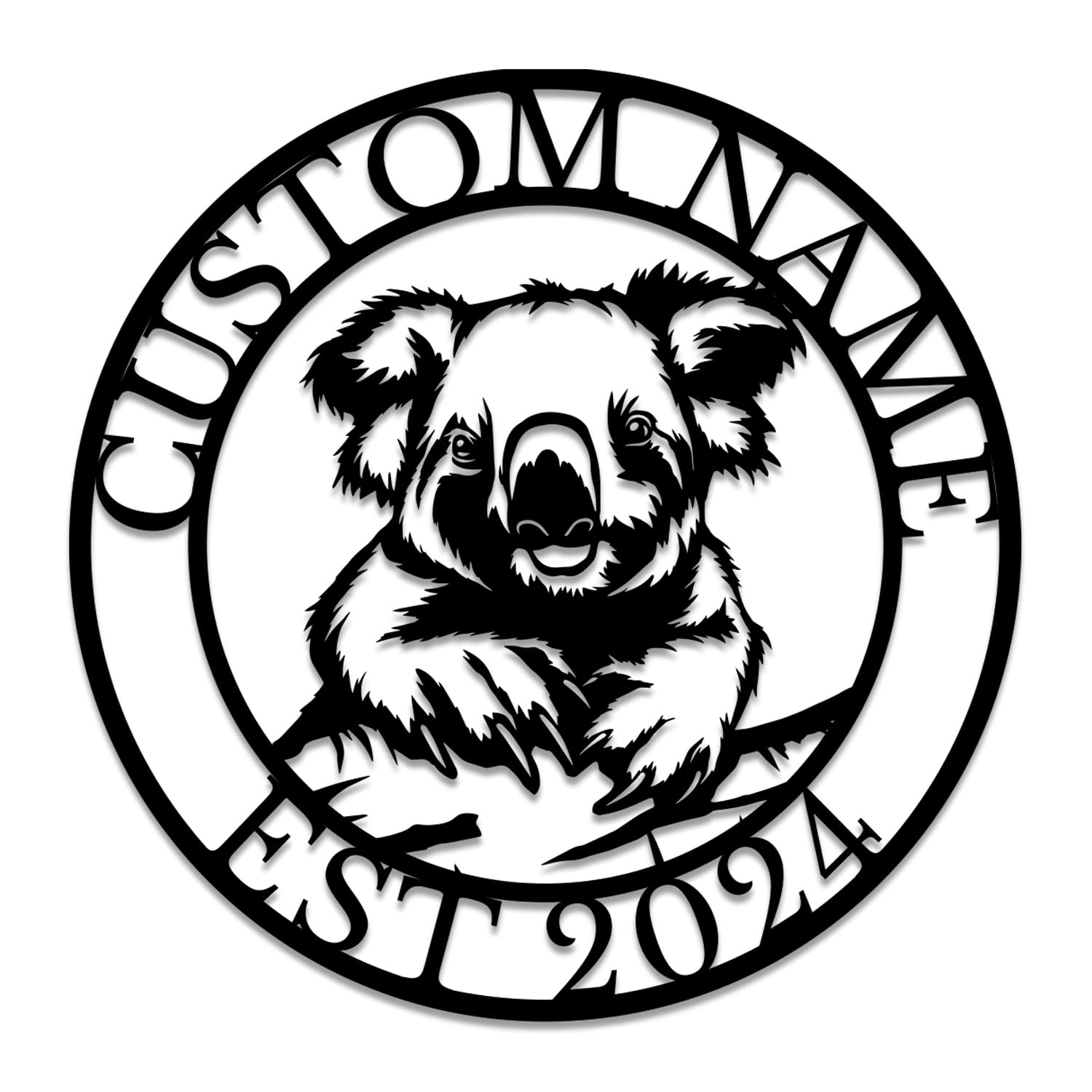 Personalized Custom Koala Metal Wall Art, Koala Name Sign Decoration, Koala Metal Signs Plaques, Personalized Outdoor Koala Sign Hunting Gifts, Nature Wall Art for Lovers (Koala A)