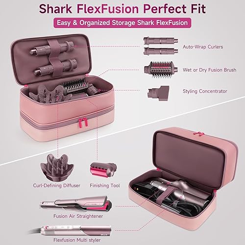 Miniatura 8 de Estuche de transporte de viaje para secador de pelo Shark Flexstyle Dyson Airwrap Brush de doble capa, accesorios para el cabello, bolsa de