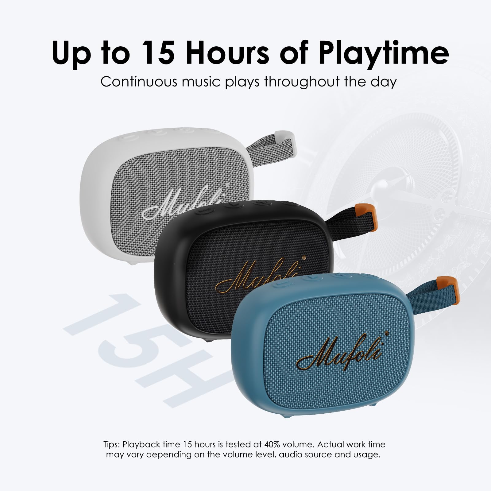 Mufoli Altavoz Bluetooth magnético, mini altavoz portátil, hasta 16 horas de reproducción, IP67 impermeable y resistente al polvo, sonido potente, para interiores y exteriores, senderismo (MF16-BL)