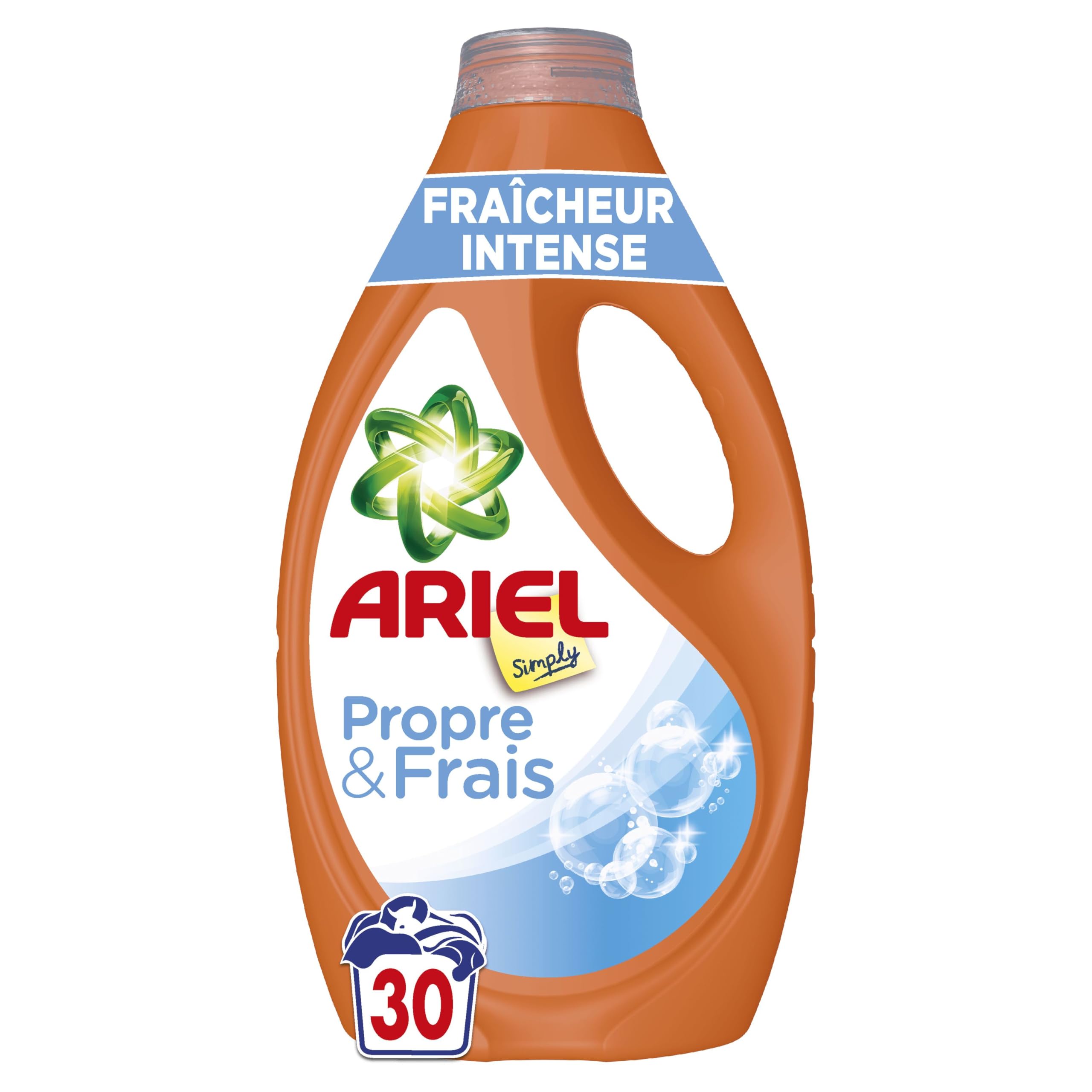 Ariel Liquide, Fraîcheur Intense, Nettoyage en profondeur - 120 Lavages (4 x 30 Lavages) - Parfum frais - Choix économiq