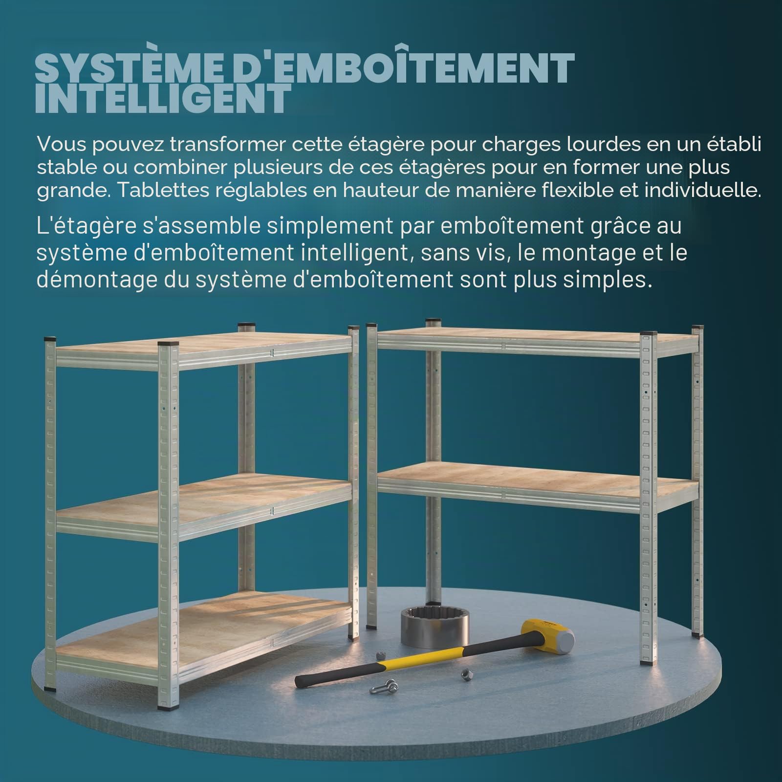 Deuba Lot de 2 étagères de rangement en métal à 4 étages sans boulons 160 x 90 x 40 cm 700 kg