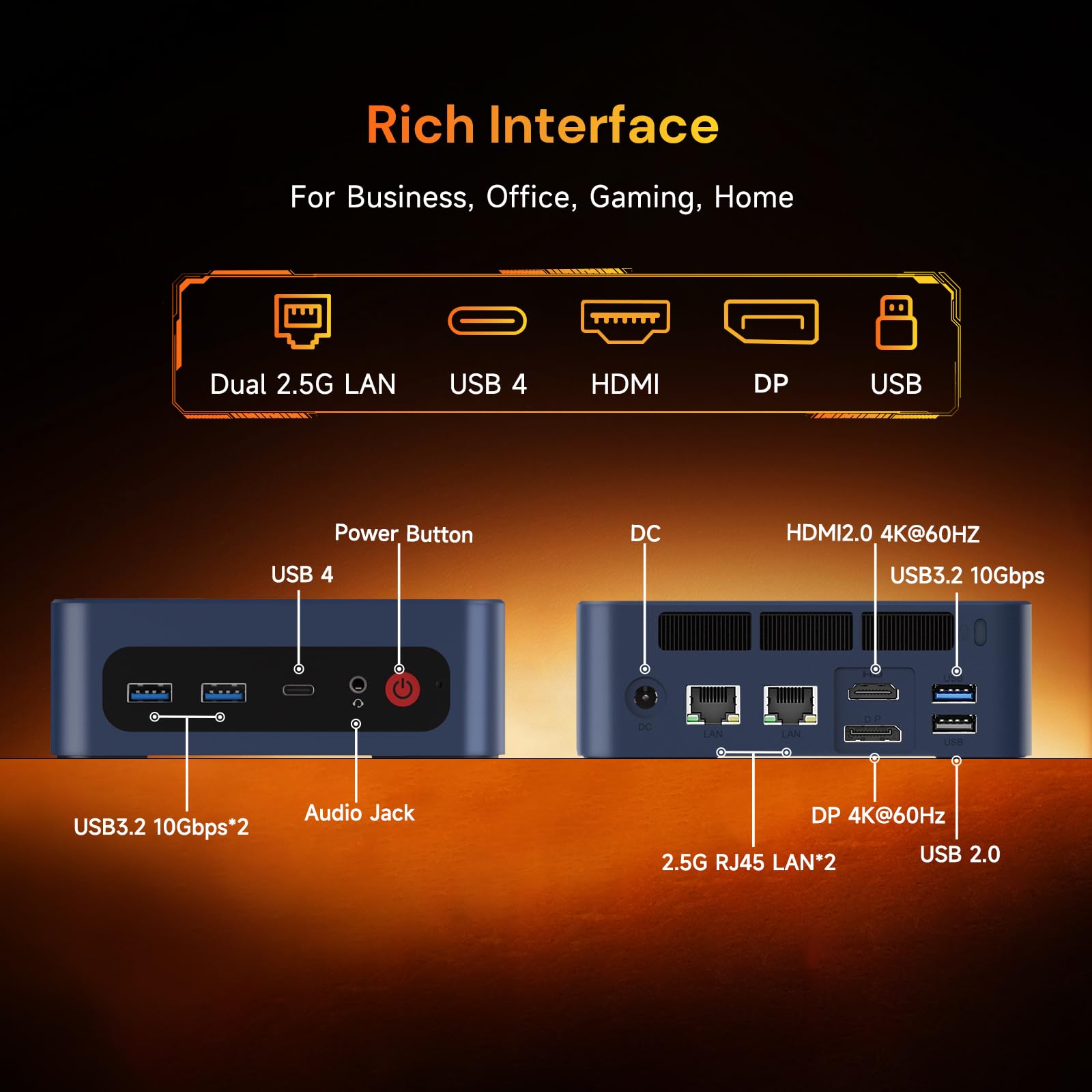 wo-we P8 Gaming Mini PC, AMD Ryzen 5 7640HS(Besiegen 6600H/ 6800U); 32GB (2x16GB) DDR5 1TB PCIe 4.0 SSD, Radeon 760M mini Computer(6C/12T, up to 5.0 GHz), Dual 2.5GbE LAN WIFI6E/BT5.2, USB4