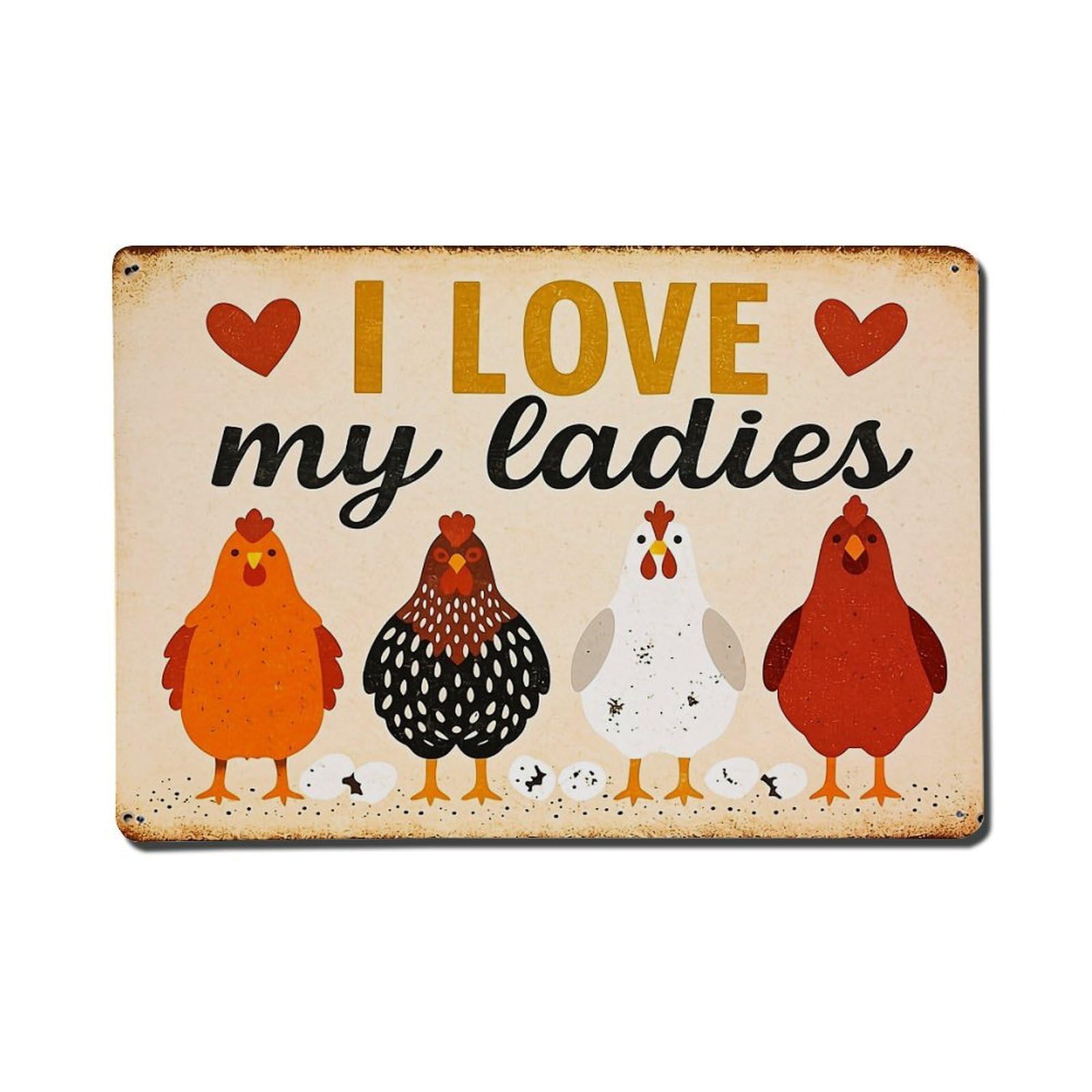 Chicken Farm Love Sign Art Metal Tin Sign Plaque