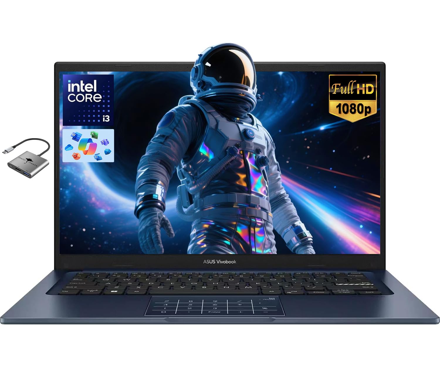 Vivobook 14" FHD Laptop, Intel 6-Core i3-1315U (Beat i7-1250U), 8GB RAM 512GB SSD, Laptop for College Students and Business with NumberPad, Long Battery, Private Webcam, Win 11, W/Accessories