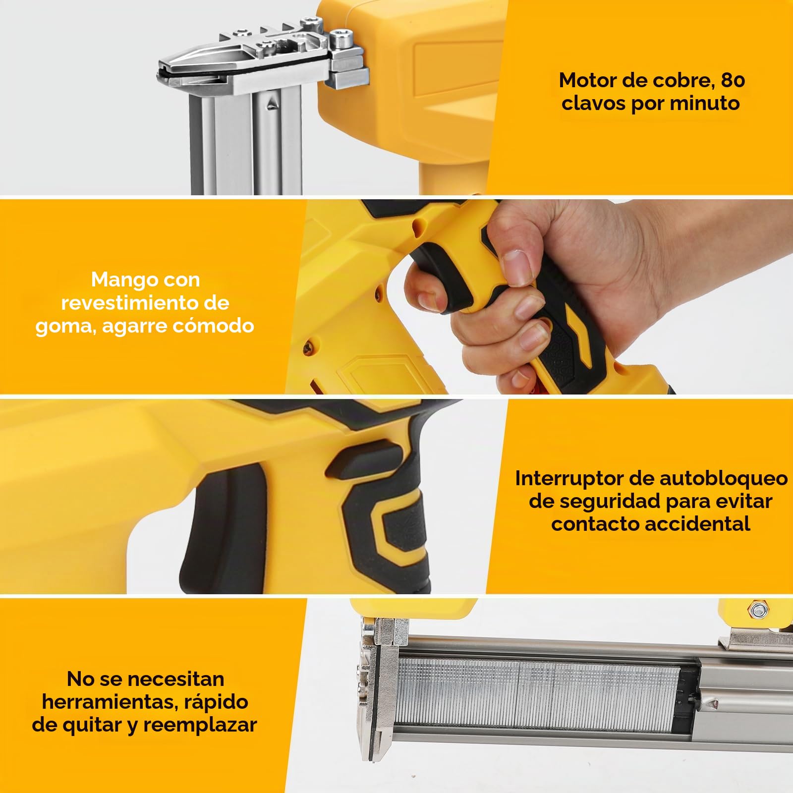 Pistola de clavos con batería para Dewalt 18 V 20 V Max baterías (sin batería), grapadora eléctrica 2 en 1, con 500 clavos rectos y 500 clavos en forma de U, para madera/tela/alfombra
