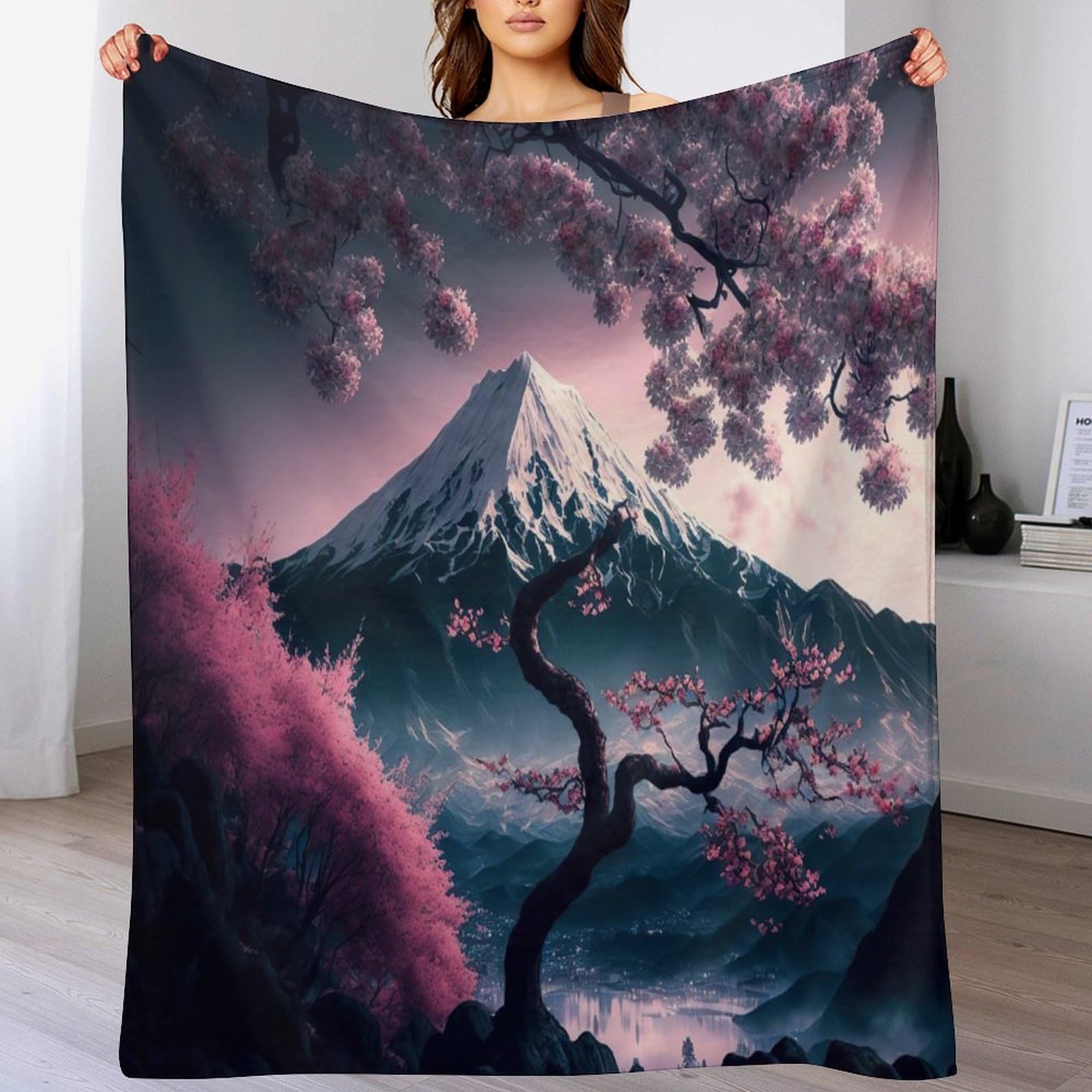 Couverture Japonaise Cerise Blossoms Contre le Froid au Lit et sur le Canapé
