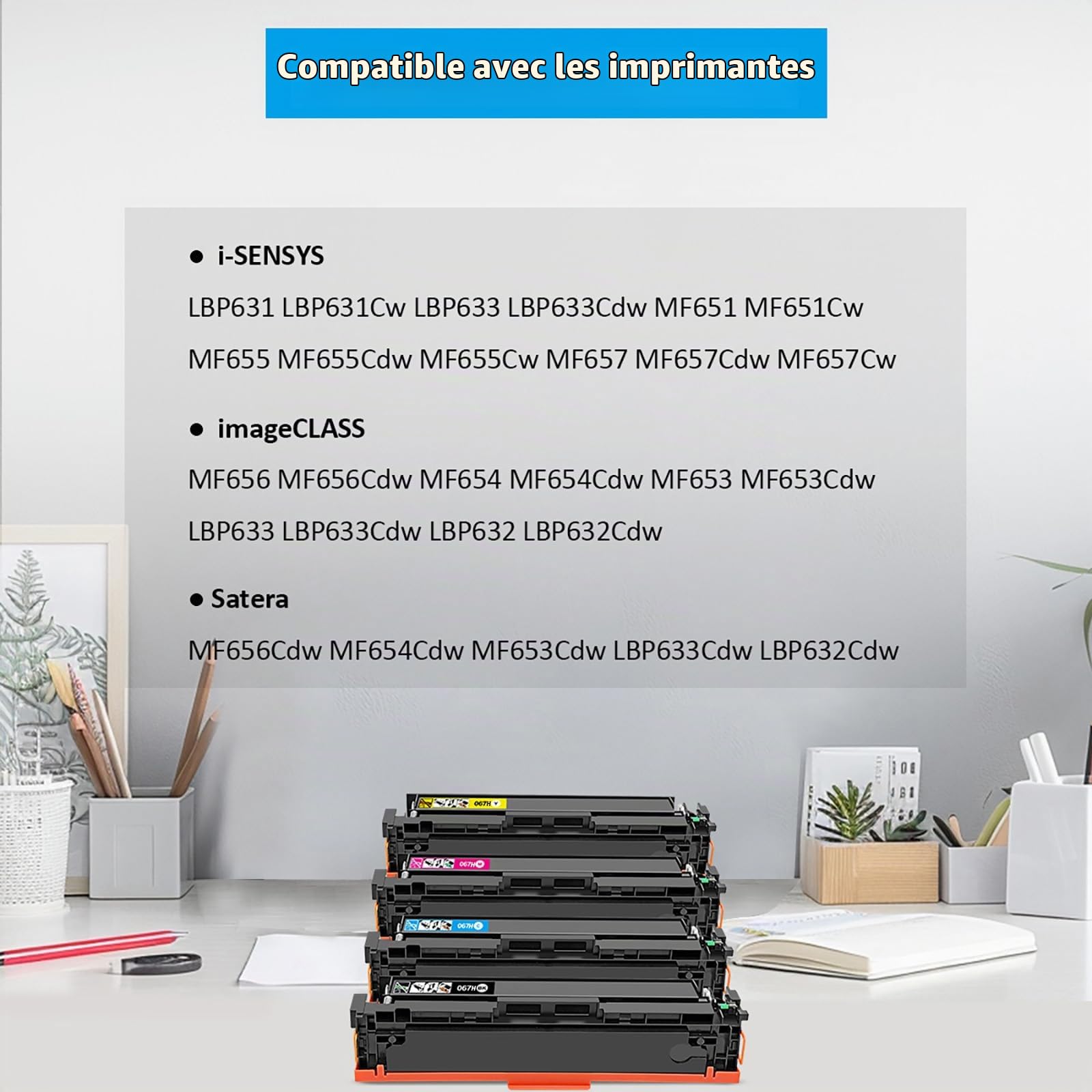 (avec Puce de Données) 067H CRG-067H CRG067H Cartouches de Toner Compatibles 4 Couleurs pour Imprimante Canon i-SENSYS LBP631Cw LBP633 LBP633Cdw MF651Cw MF655 MF655Cdw MF655Cw MF657 MF657Cdw MF657Cw
