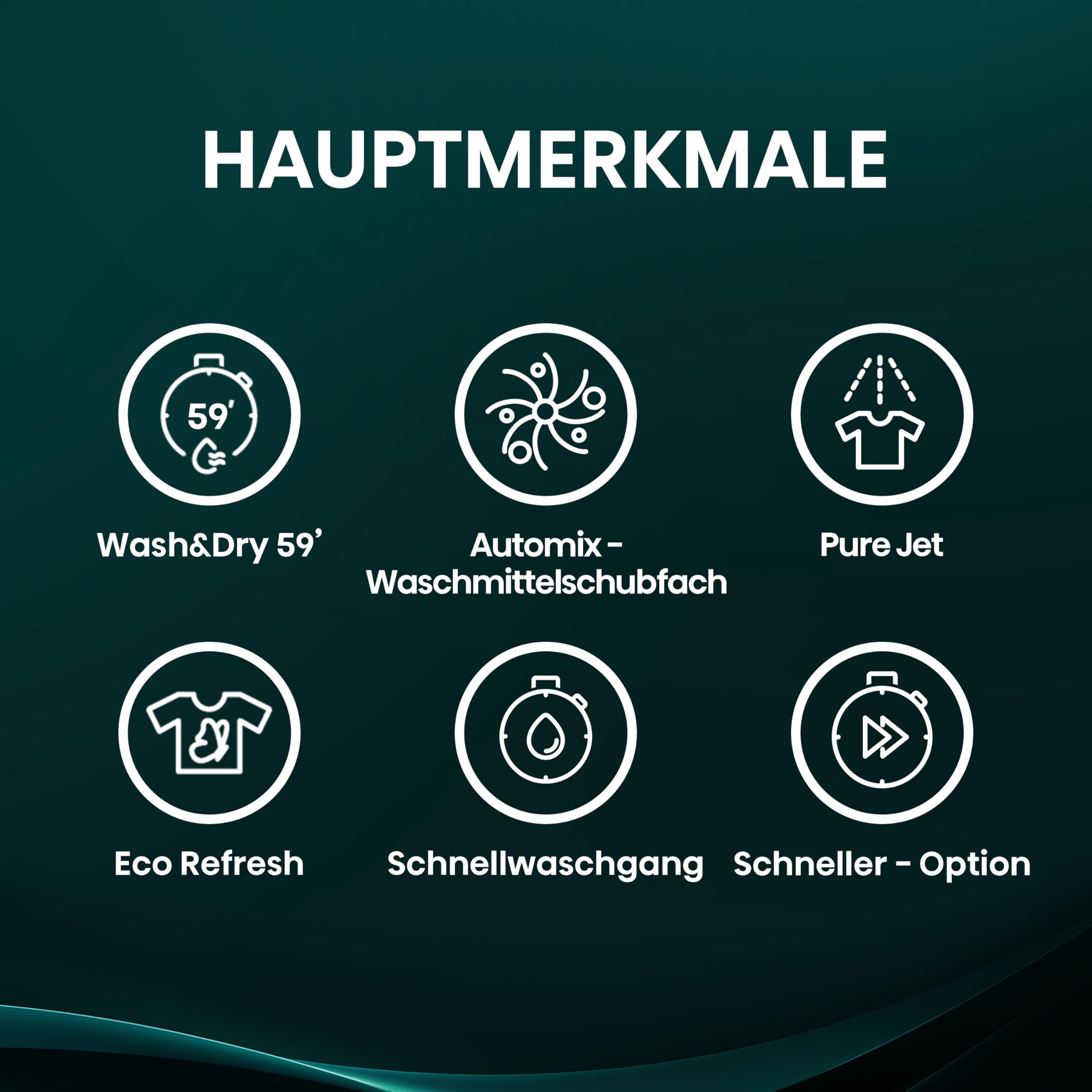 Hisense WD1I8042BWP2 Waschtrockner, 8 Kg, 1400 U/Min, 15 Programme, Automix-Waschmittelschubfach, Pure Jet, Wash&Dry 59', Eco Refresh, Schnellwaschgang, Dampffunktion, Anti-Allergie, EEK A-D, Weiß