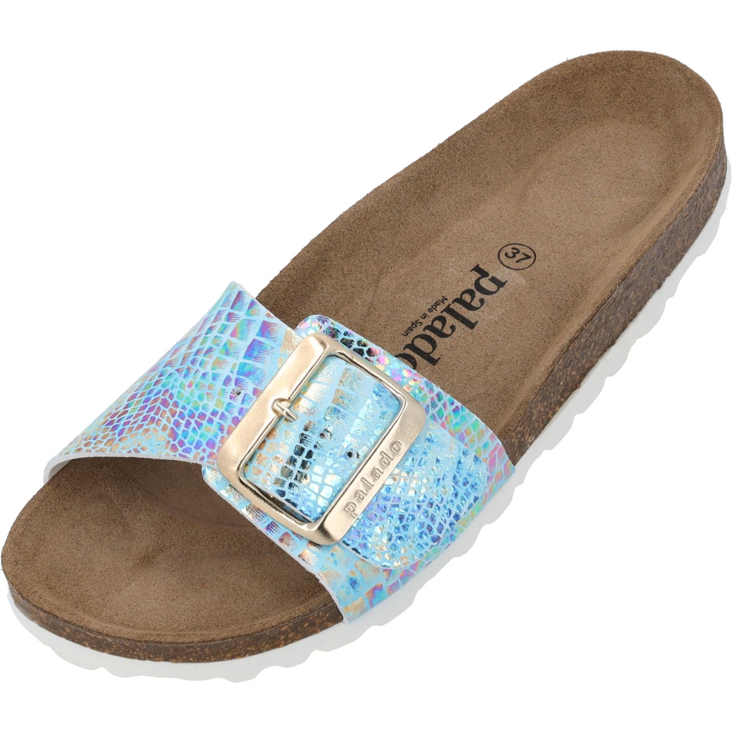 Palado Pantoletten Damen Malta EGS Mosaic – elegante Sandalen Made in Spain - bequeme Hausschuhe mit Kork-Fußbett - modische Sommerschuhe