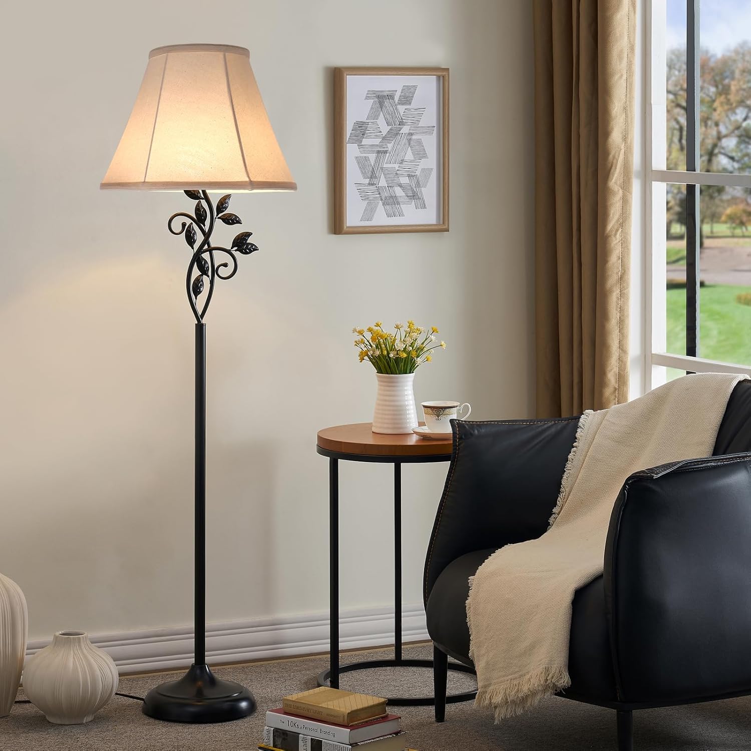 KD Lamp Shades Set of 2, Natural Linen Lamp Shades for Table Lamps Medium Lamp Shade 12x6x8.5 inch for Table Lamp & Bedside Lamp No Assembly Required (White)