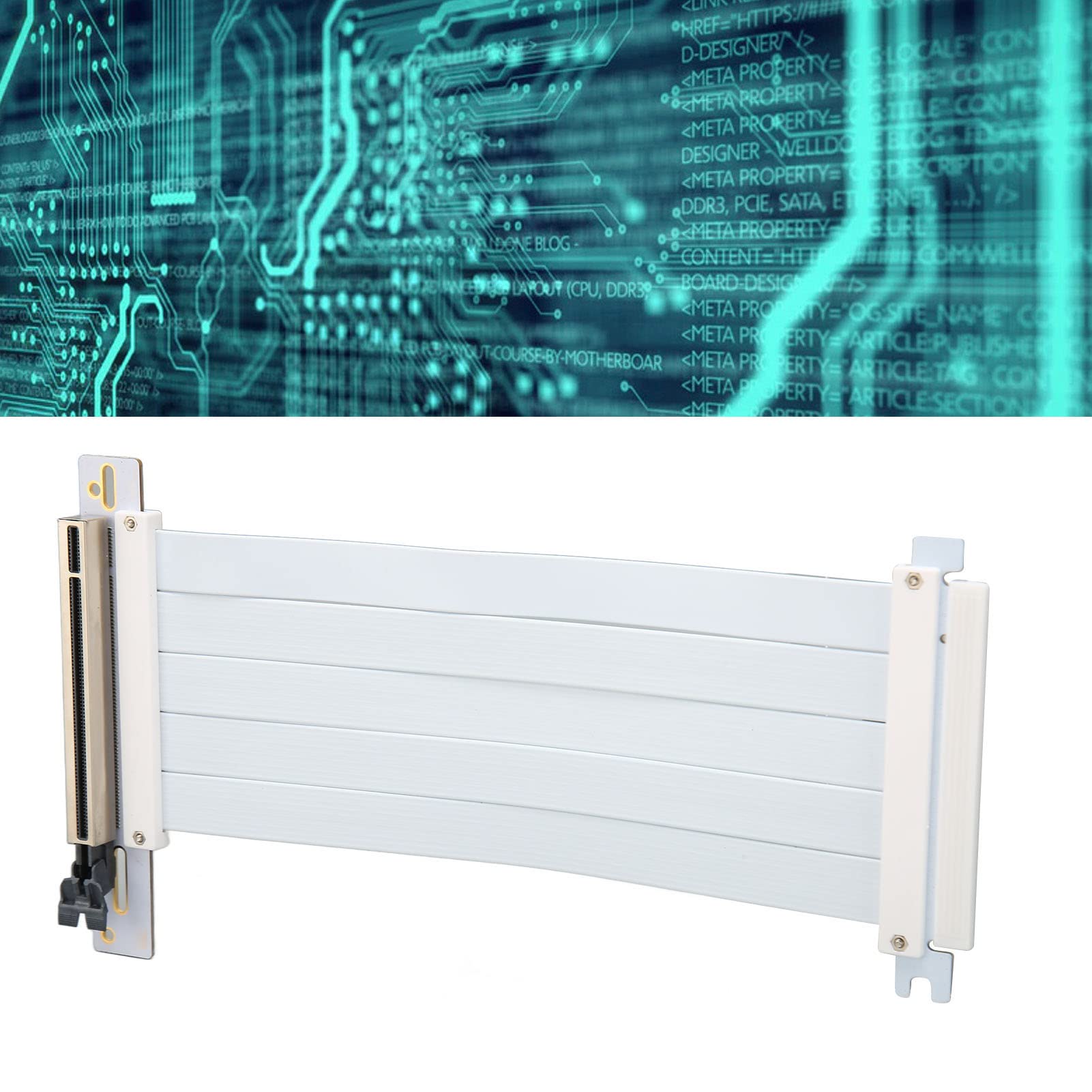 Przedłużacz PCIe 4.0 X16, Przedłużacz GPU 128 Gb/s Transmission Anti Interference Adapter 90 Stopni, Kabel PCIe 4.0 X16 Riser do Karty Graficznej (Biały)