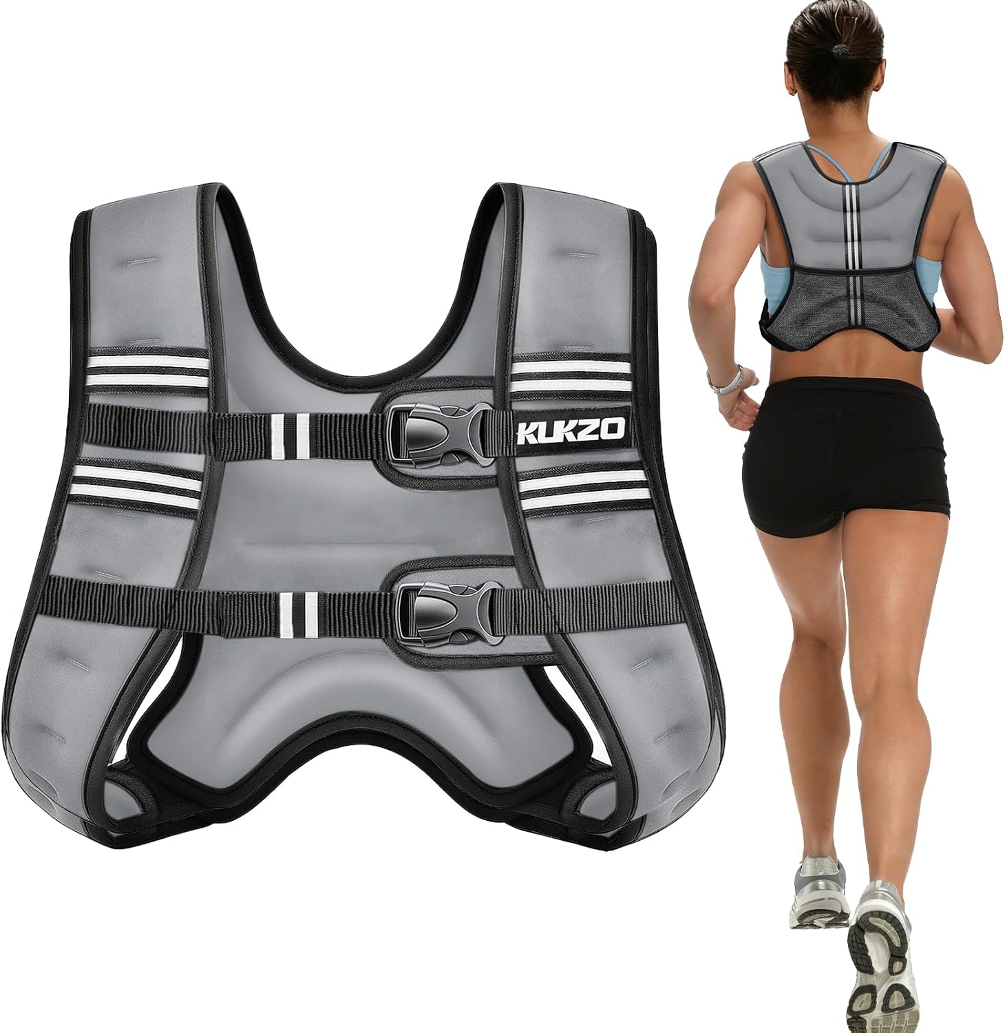 Weighted Vest Woman, 6/8/12/16/20/25/30 Lb Unisex Reflective Strength Training Weight Vest For Running, Jogging, Cardio & Workouts