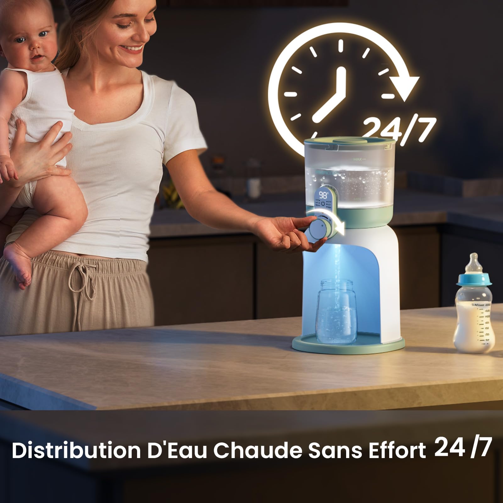 Momcozy Chauffe-Biberon, Double Veilleuse, 1685ml, 6 Températures, Précis | Instantané, Distributeur, Allaitement, Bébé, Nouveau-né, Nuit, Préparation lait, Réservoir, Compact, Cadeau, Hygiène, Voyage