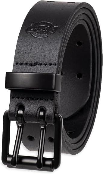 Dickies Mens Double Prong Leather Work Belt Fully Adjustable, Regular & Big and Tall Sizes