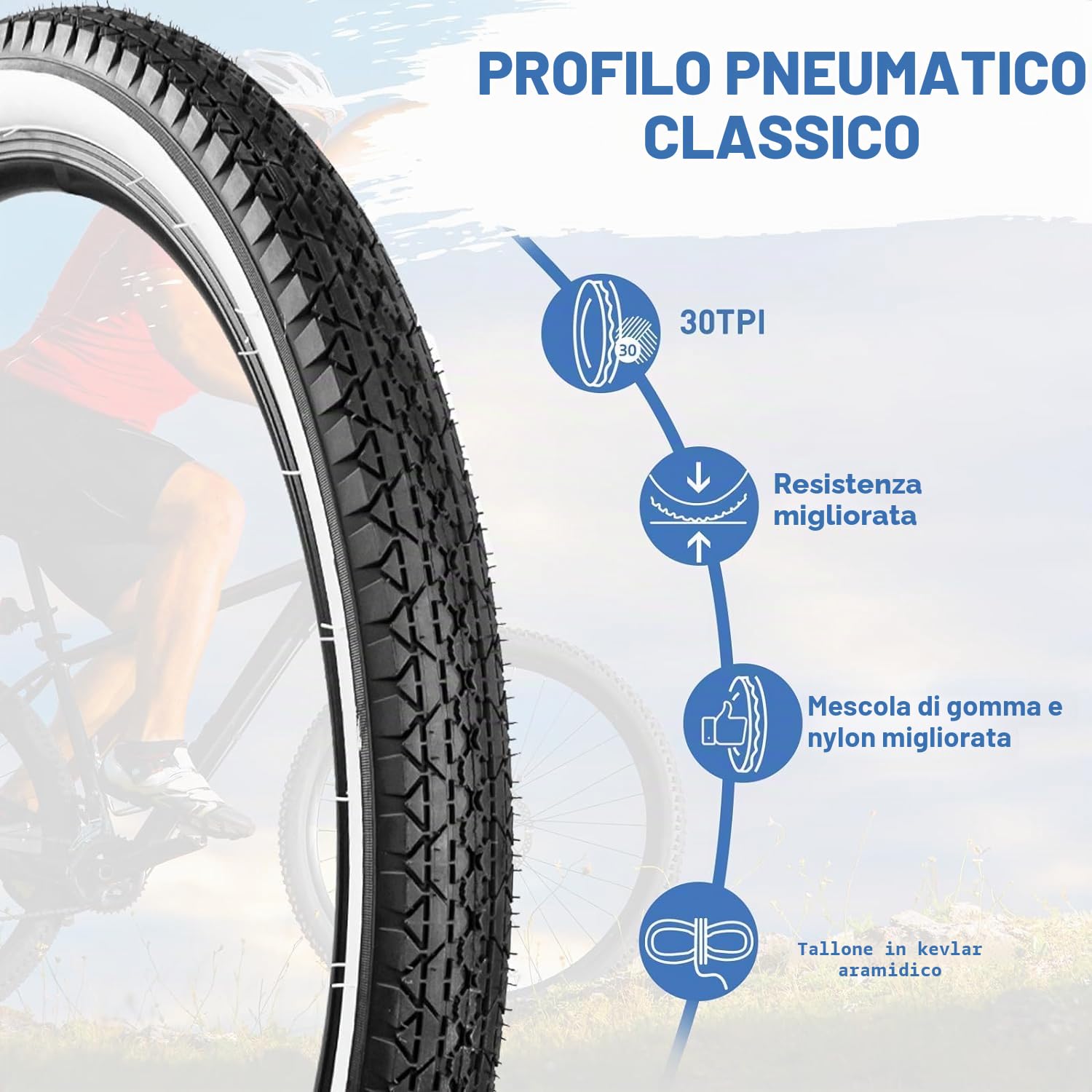 ZUKKA Confezione da 2 pneumatici per bicicletta da 24/26 x 2,125 pollici, pieghevole, colore bianco, da parete, per bici da spiaggia, cruiser
