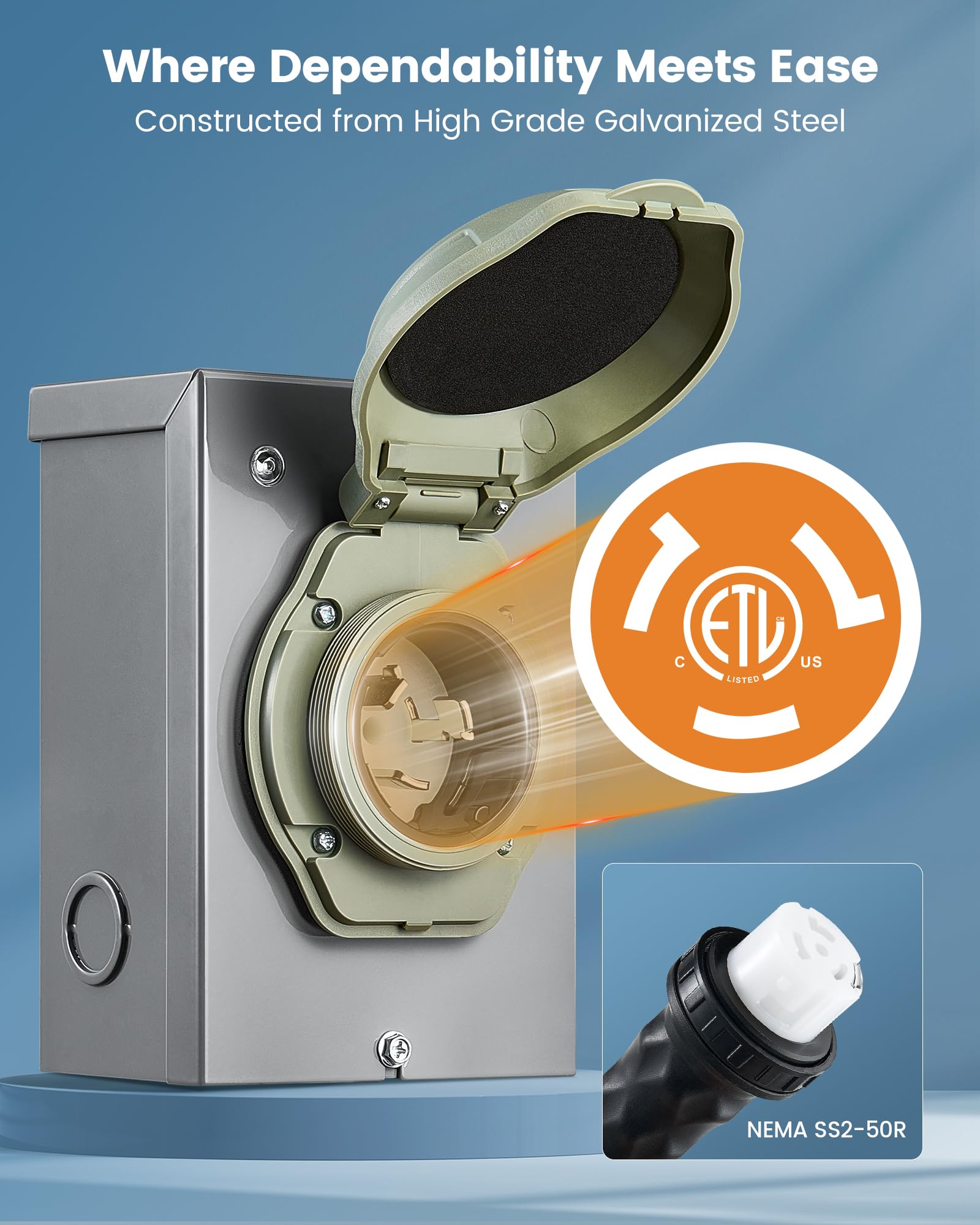 Snapklik.com : 50 Amp Generator Power Inlet Box, NEMA SS2-50P Generator ...