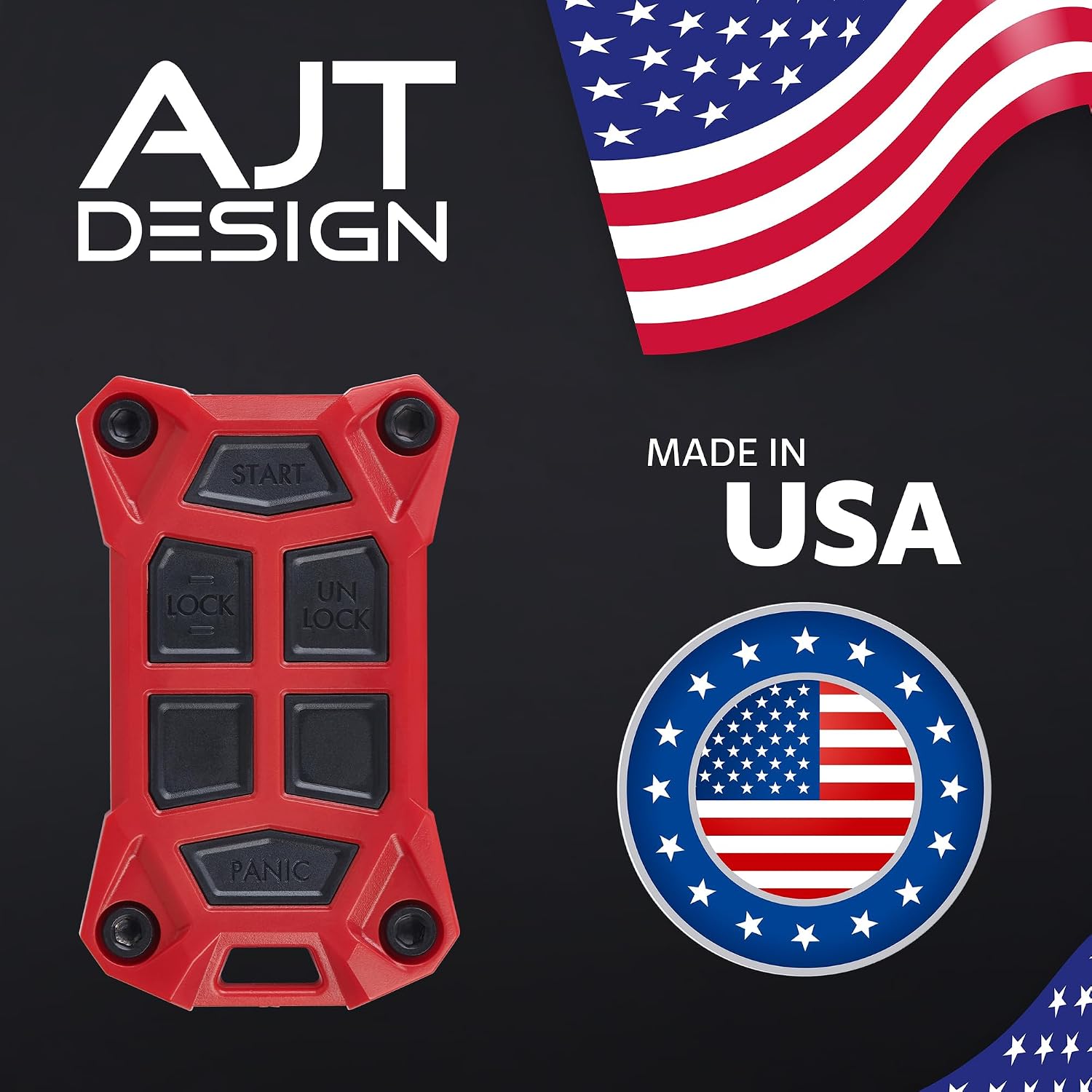 AJT DESIGN Replacement Key Fob Case Compatible with 2014-2018 Chevrolet Silverado, GMC Sierra | 2013+ Chevy Colorado, GMC Canyon | 2012+ Suburban, Tahoe, Yukon | GMC / Chevy Key Fob Shell - Red