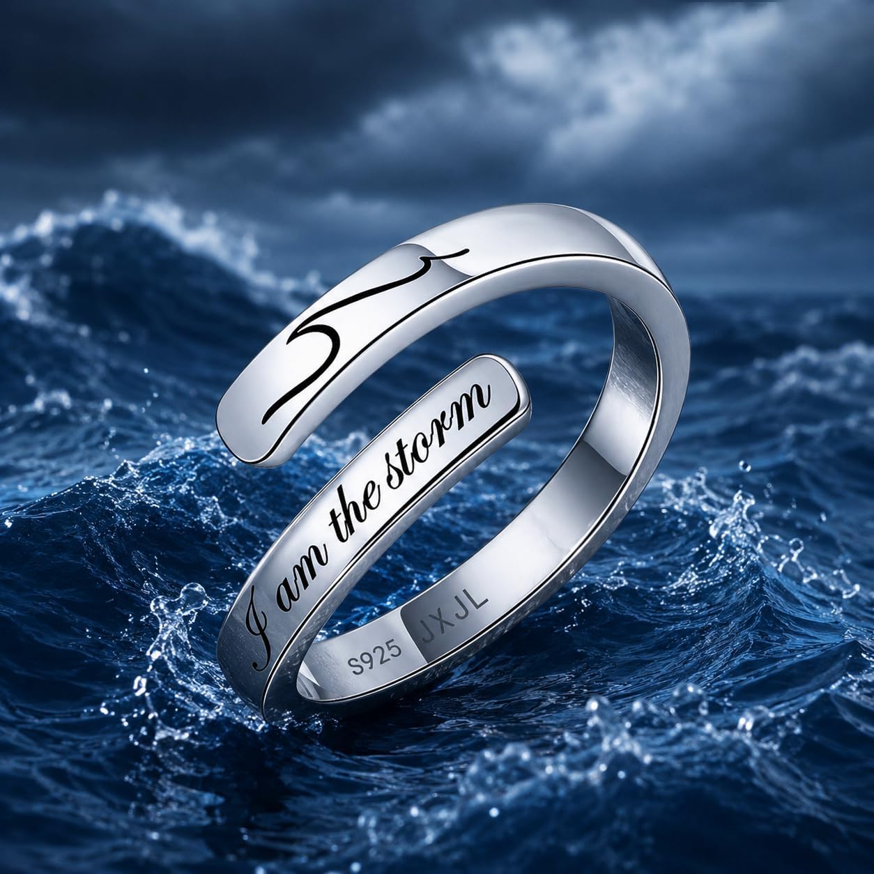Silver Adjustable Ring Inspirational Jewelry S925 Sterling Wrap Open Ring for Women