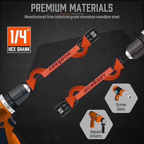 Miniatura 5 de HORUSDY Juego de destornilladores de tuercas SAE y métrico, destornillador de tuerca magnético de impacto para taladro de impacto, destornilladores
