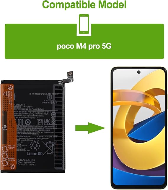 Replacement Battery BN5C Compatible with Poco M4 pro 5G with Tools