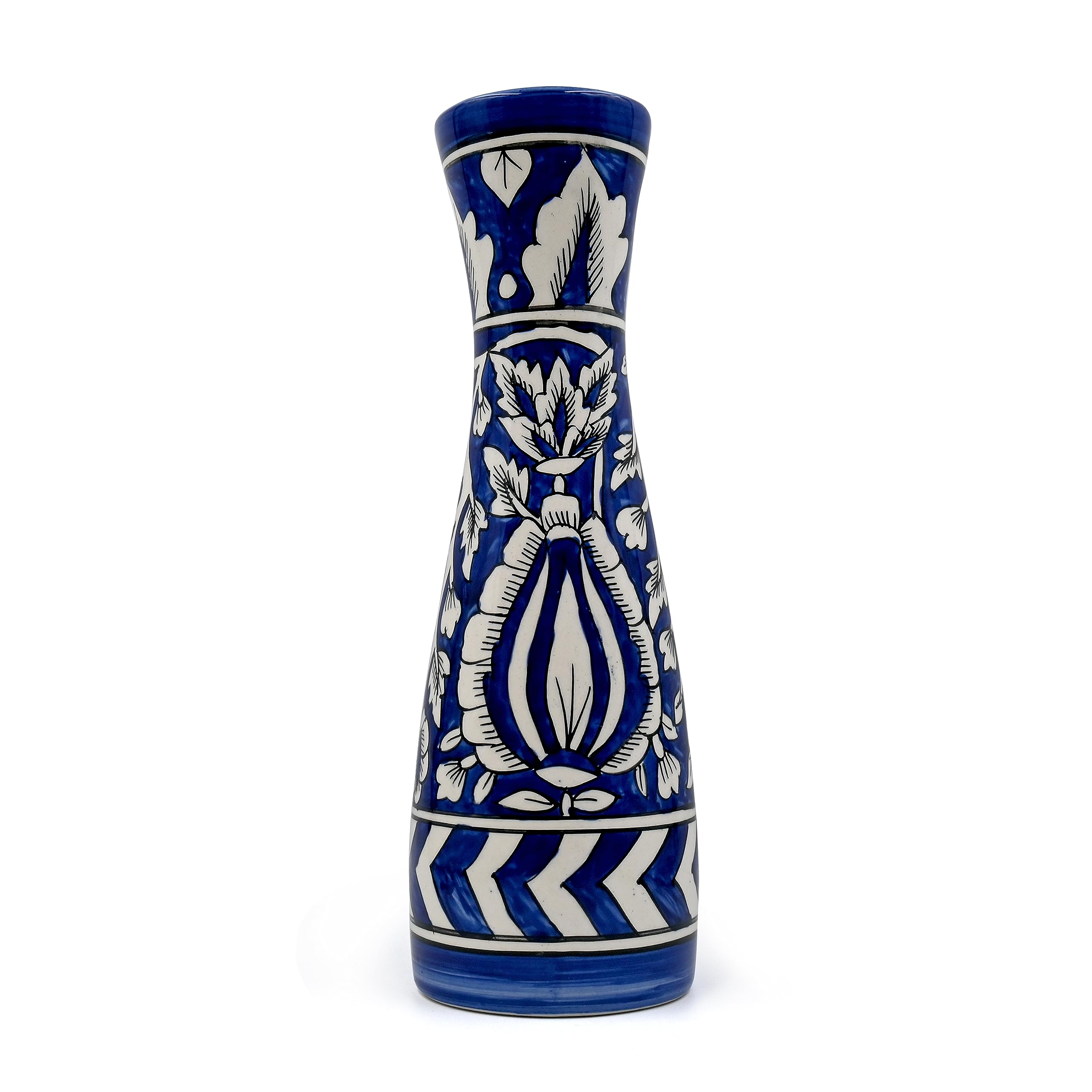 Amoorcart® Flower Vase Ceramic Vase Centre Table Decoration Piece Home Decor Showpiece Items for Home and Living Room Decor - Hand Painted Artefacts - 32cm Height - Royal Blue - Wide Mouth-image-35