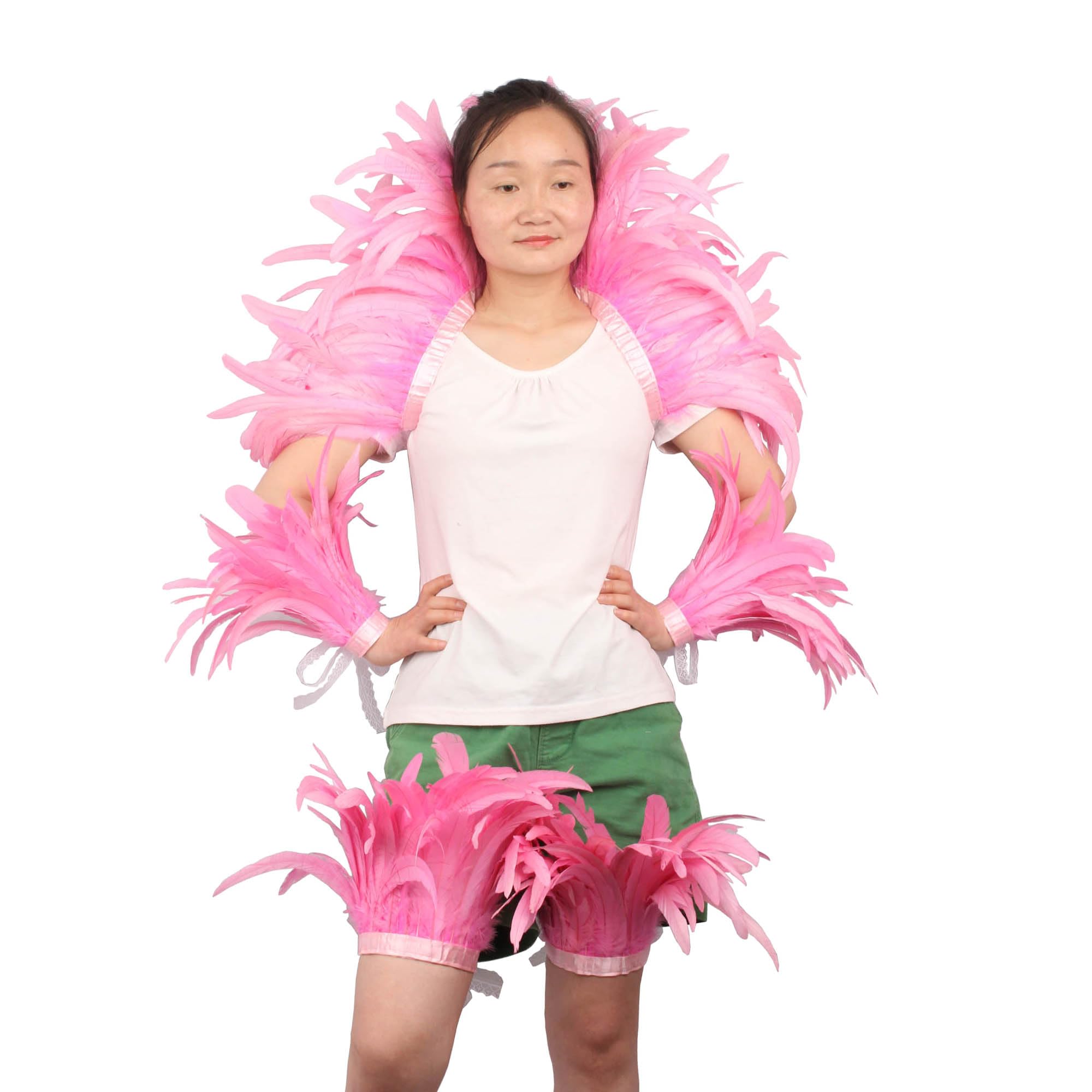 QI@XIA Feather Shawl 1 Pair of Wrist Cuffs and Leg Cuff for Women Witch Halloween Mardi Gras Cape Costumes Accessories