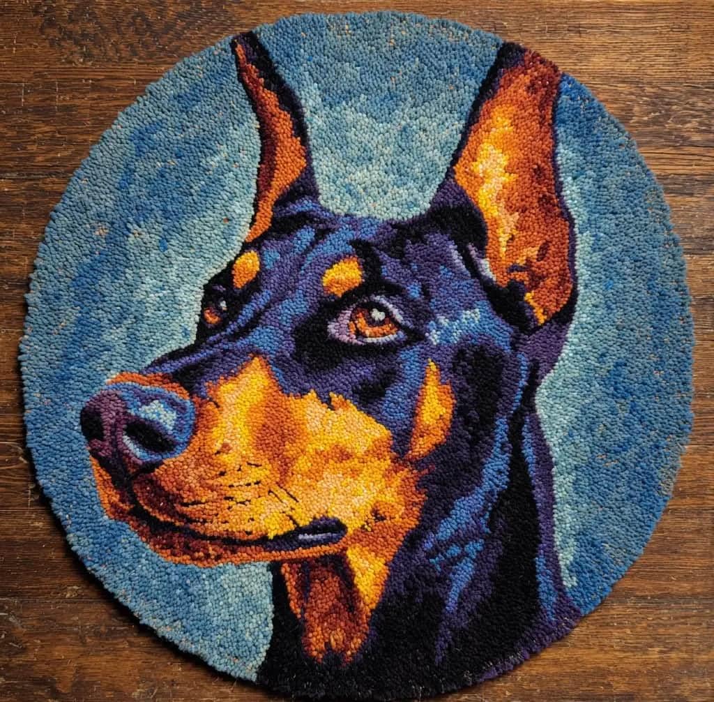 Kitquiver Latch Hook Cushion Kits F Latch Hook Rug Making Kit Doberman 50X50cm