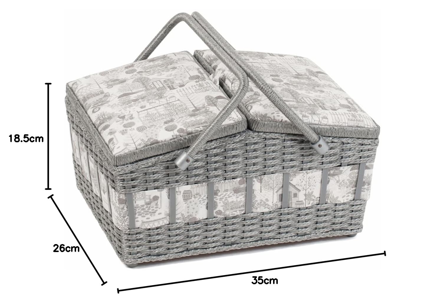 Mand Noos met deksel - wit/groen - 34x26 cm | Leen Bakker