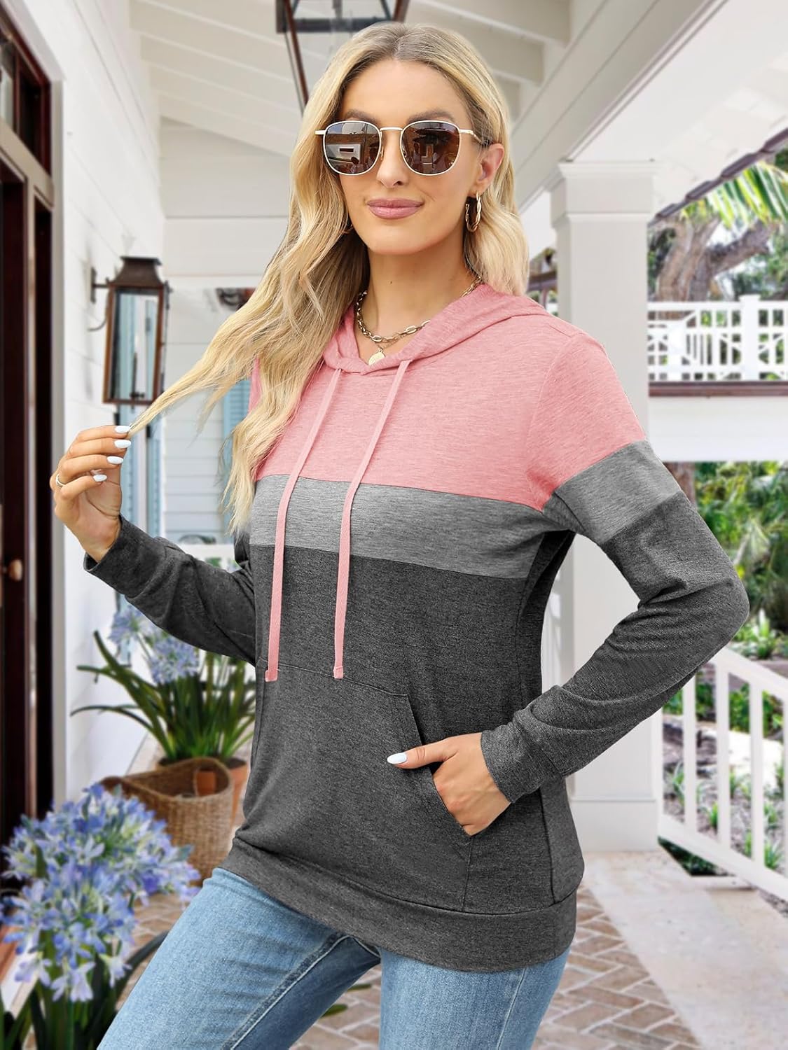 MixShe Women’s 2025 Fall Long Sleeve Hoodie Pullover Sweatshirt Lightweight Casual Tops Blouse - Image 3