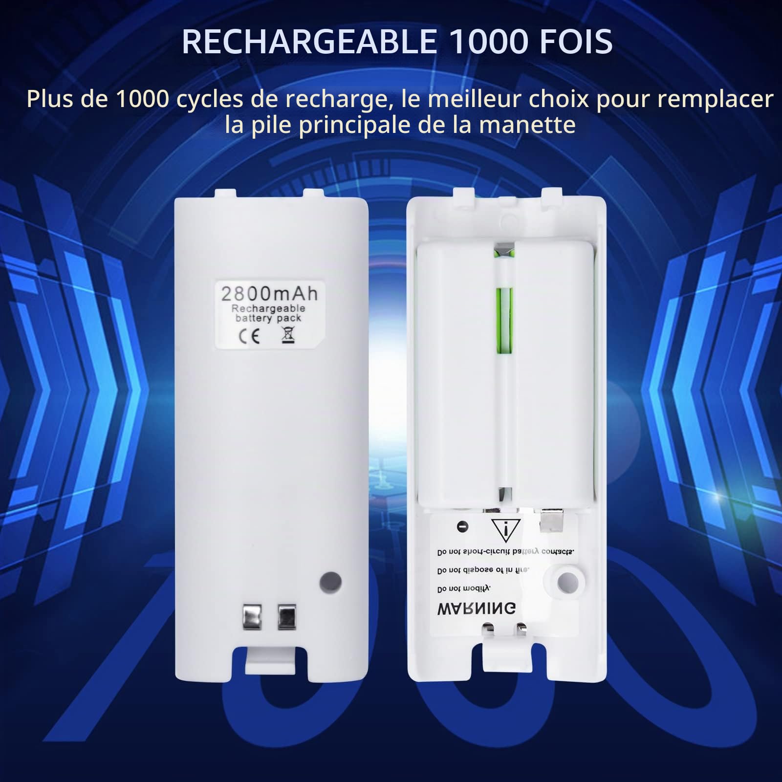 TechKen Lot de 4 chargeurs de Batterie Rechargeables pour télécommande Wii