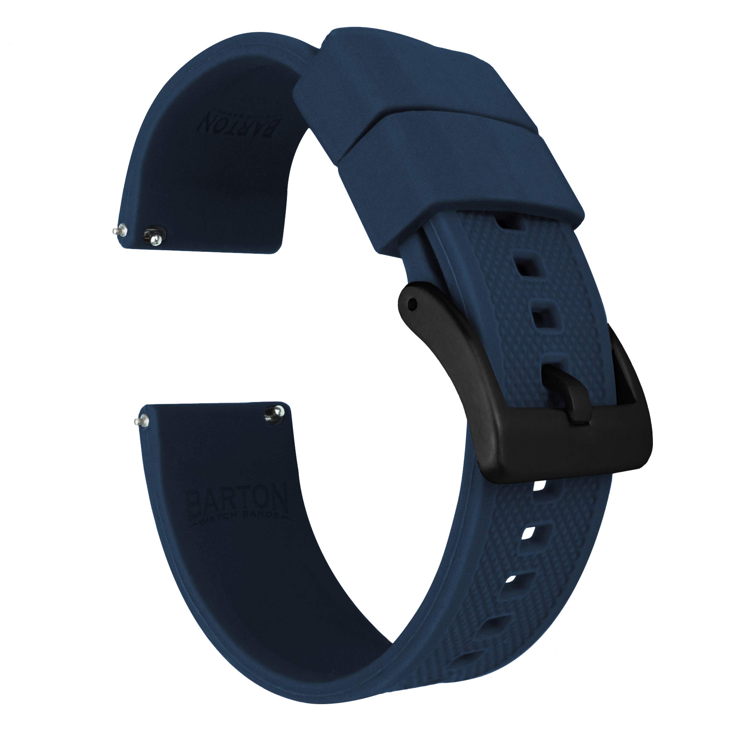 Barton Elite Silicone Watch Bands - Quick Release - Choose Color - 18mm, 19mm, 20mm, 21mm, 22mm, 23mm & 24mm Watch Straps (Stainless & Black Buckle Available) — view 18