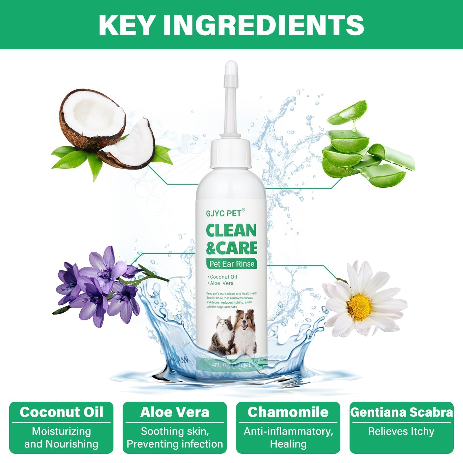 Ear Cleaner for Dogs and Cats with Flexible Long Tube- Ear Infection Treatment, Deep Canal Solution for Ear Mites, Infections, Itch, Wax & Smell, Safe Aloe Vera Formula, 4 oz - image 5
