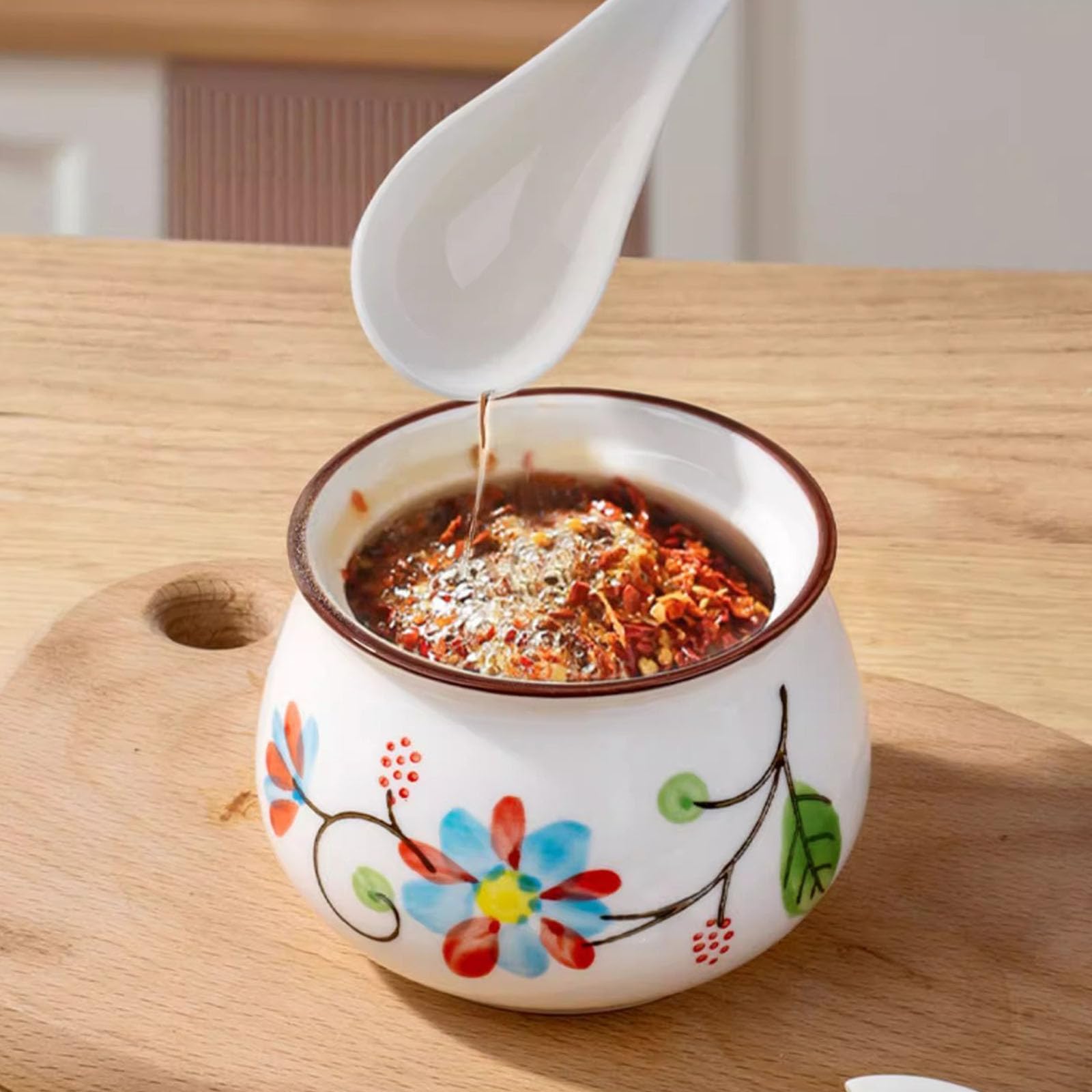 Greabuy Elegant Storage Solution - Recipiente de cerámica para condimentos con tapa y bandeja para servir para cocinas modernas, tarros de condimentos de cerámica con bandeja