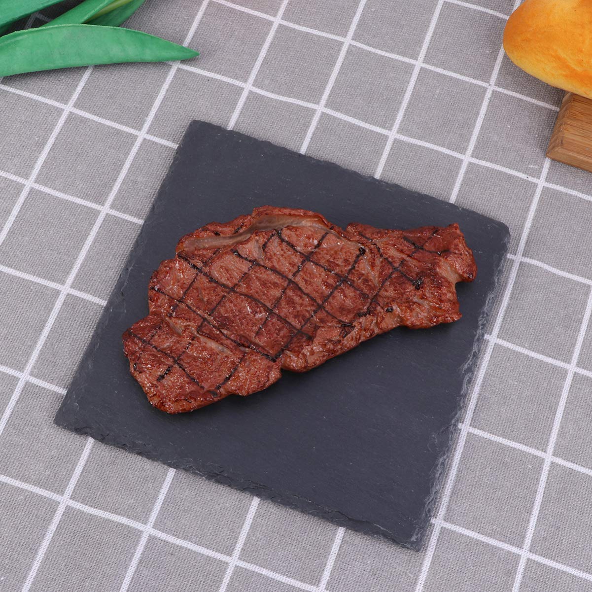 Plato de piedra de pizarra de 20 x 20 cm, ideal para postres de comida occidental, carne, pizza, queso y pastelería, perfecto para uso en el hogar, restaurante y cocina