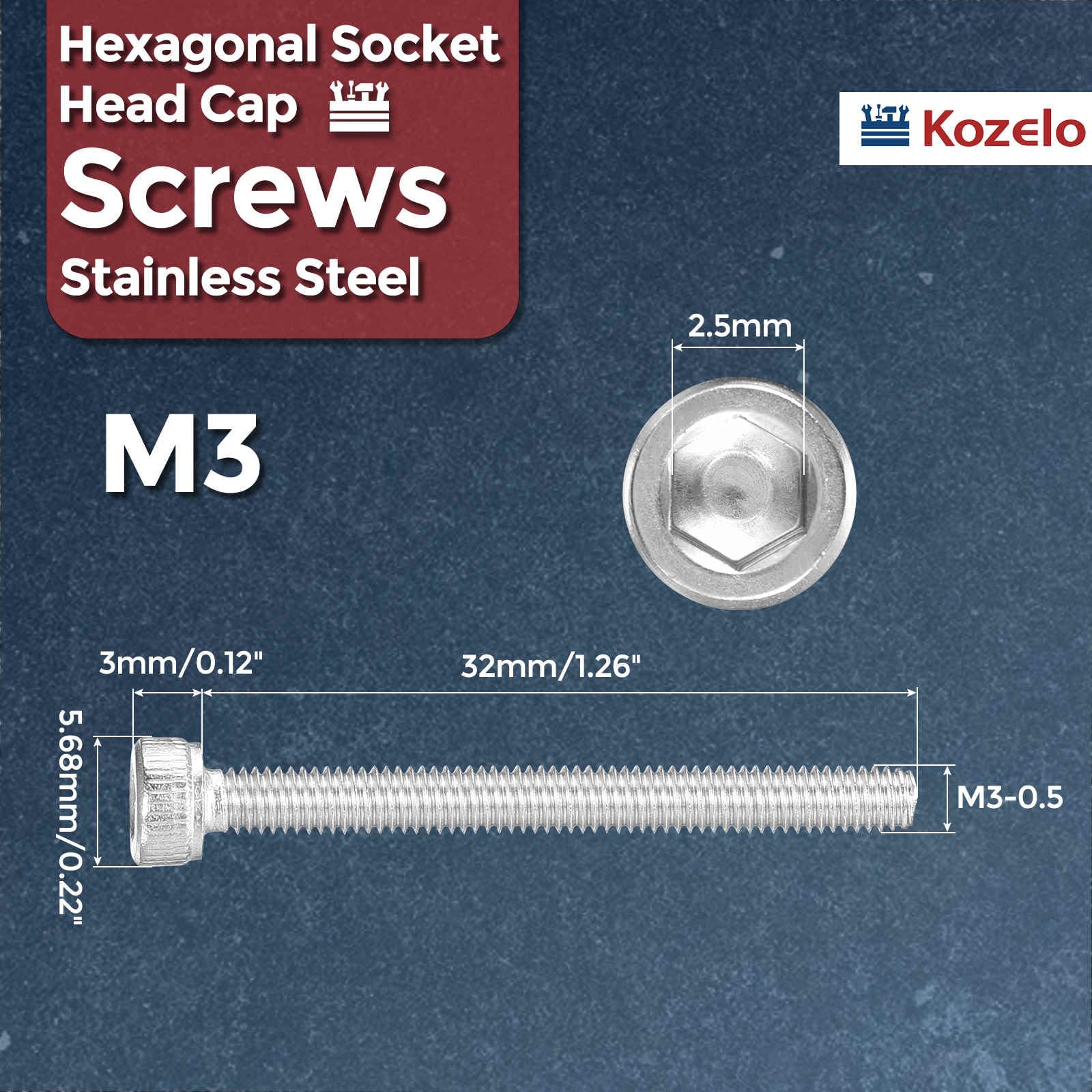 Stainless Steel Socket Head Screws - 30pcs M3 -2 Stainless Steel Socket Head Screws - 30pcs M3 -2