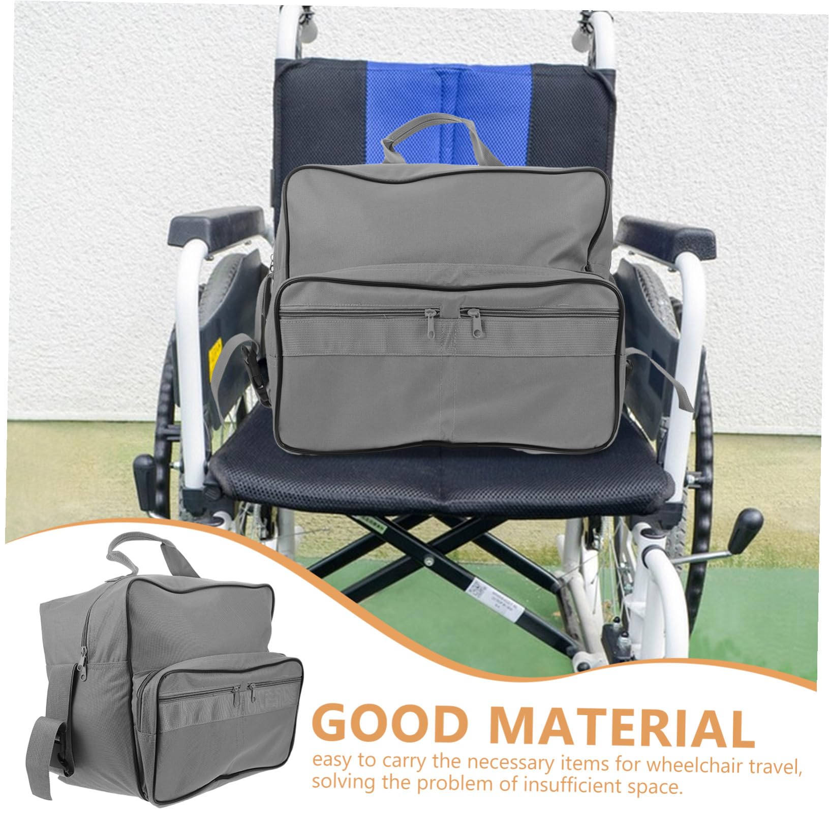 ibasenice Bolsa de Almacenamiento para Silla de Ruedas Mochila Grande para Andadores y Cochecitos con Múltiples Compartimentos para Mayores y Viaje Diseño Ligero y Práctico Gris