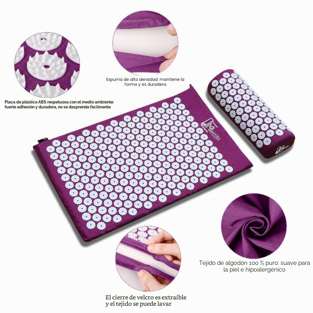 Tapete de acupresión para masaje y alivio del dolor, juego de tapete de agujas para relajación, Yantramatte con púas para meditación