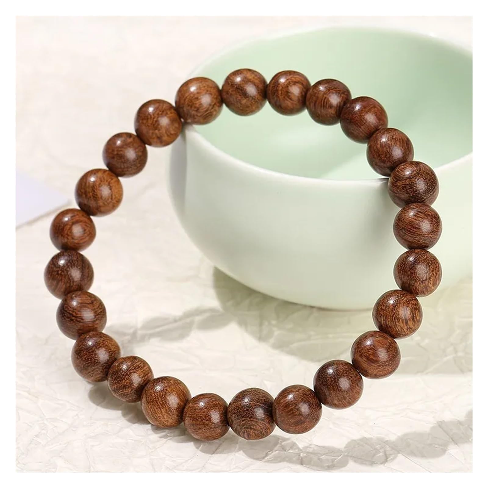 Genérico Pulsera de sándalo seda con cuentas madera, pulsera elástica hecha a mano Vintage for hombres y mujeres