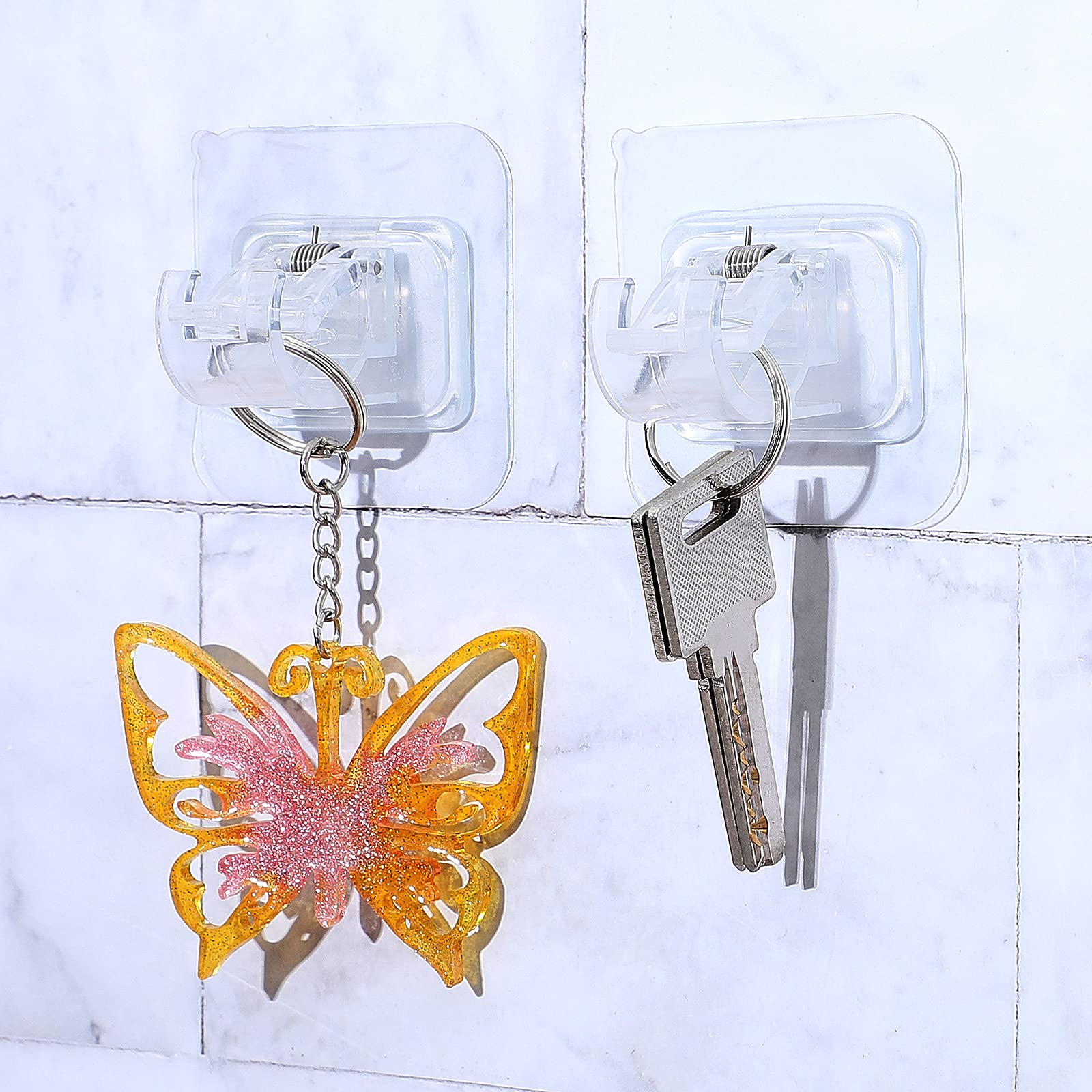 Lot de 4 crochets de rideaux autocollants sans perçage - Support de tringle à rideaux - Crochet mural en ABS pour la maison, la salle de bain, le salon, l'hôtel (4 pièces, transparent)
