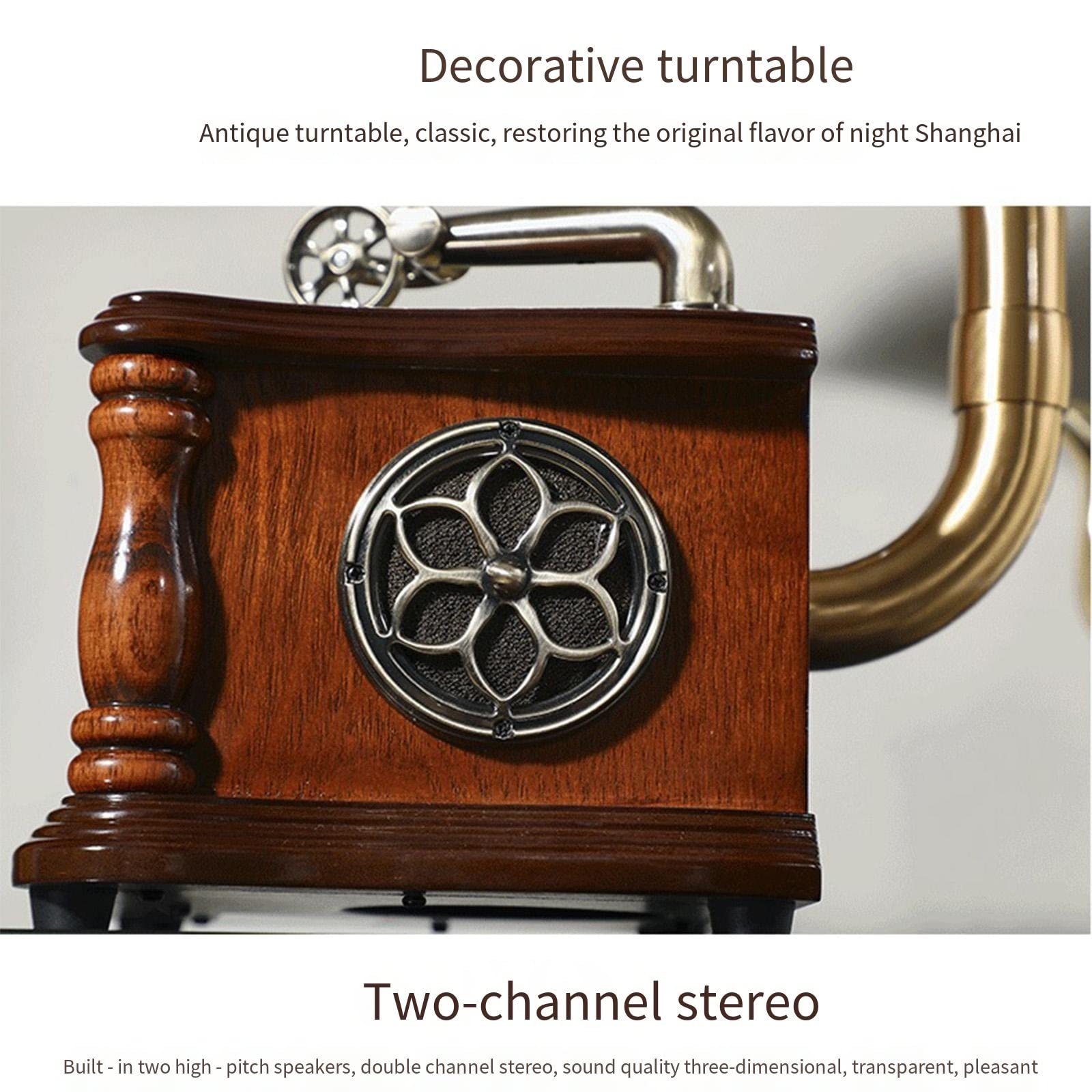 QHYXT Grammofono, grammofono retrò Altoparlante Bluetooth Classico