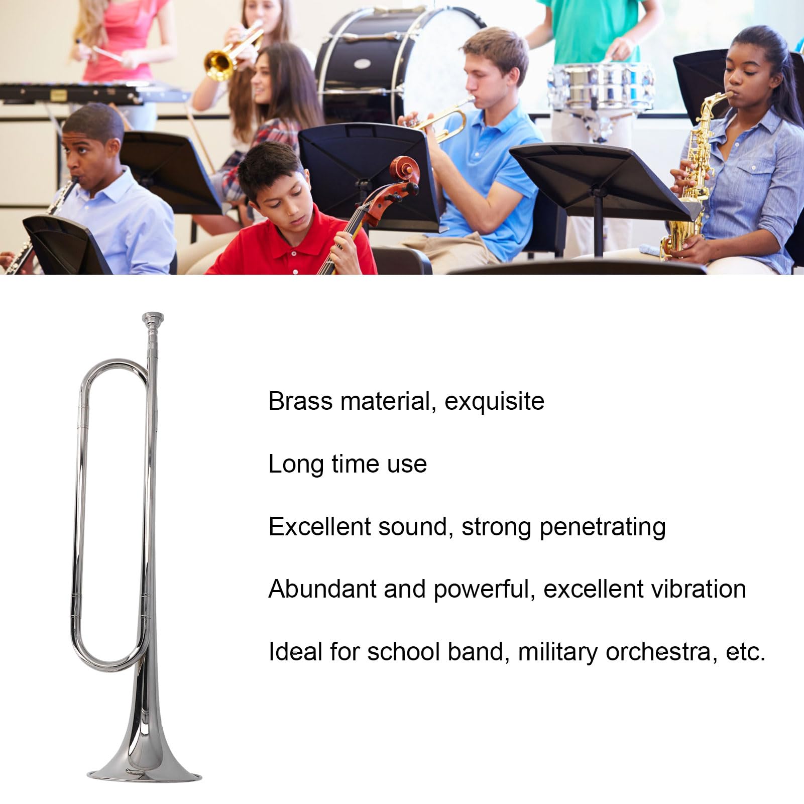 Cuerno de Corneta, Trompeta de Orquesta de Caballería Estándar Retro con Llave BB para Banda de Estudiantes Escolares para Niños