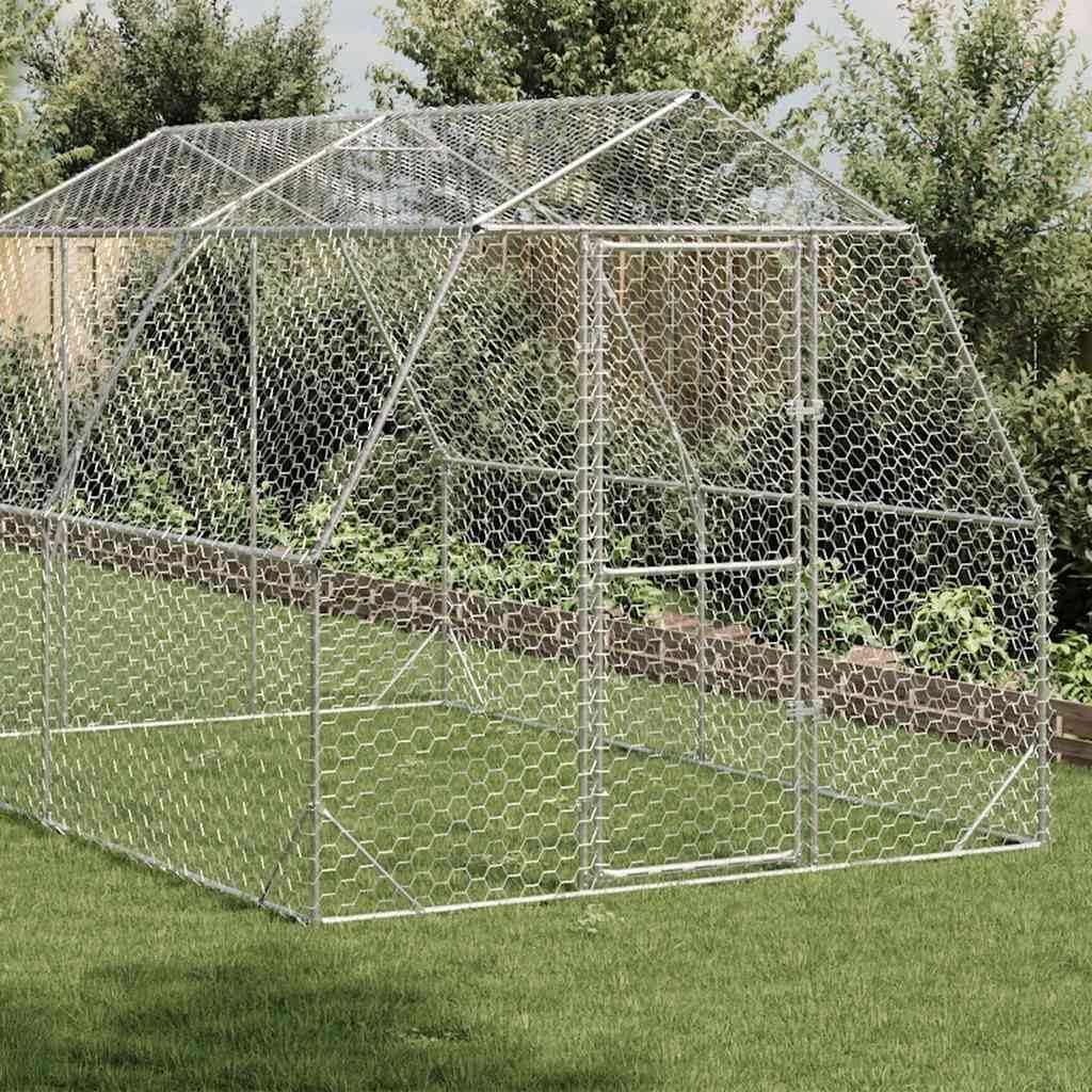 Gallinero transitable 2,5 x 4 x 2,25 m – Recinto de acero galvanizado para aves de corral – 10 m² Gran recinto para animales pequeños con puerta con cerradura para pollos, patos y gansos