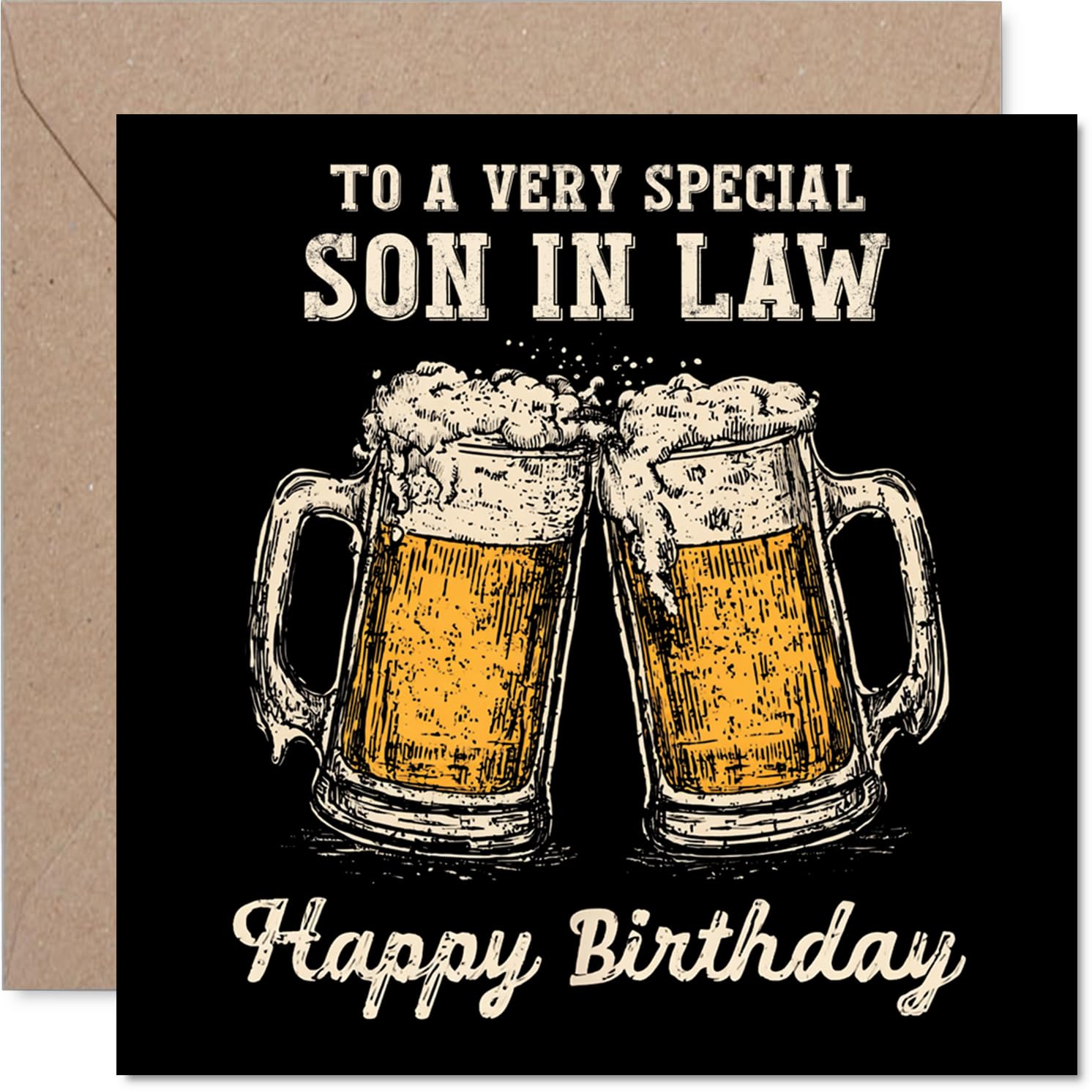 Son in Law Birthday Card - Bday Beer - Happy Birthday Card for Son in Law from Mother Mum Father Dad, 145mm Cheers Beer Greeting Cards