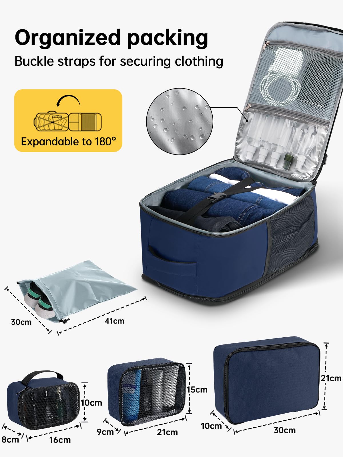 Vinstatin Ryanair - Zaino da viaggio da donna, 40 x 20 x 25,14 pollici, 20 l, impermeabile, con 4 tasche per vestiti, per vacanze, affari, escursioni, weekend, Blu, 40x20x25(CM), Rucksack