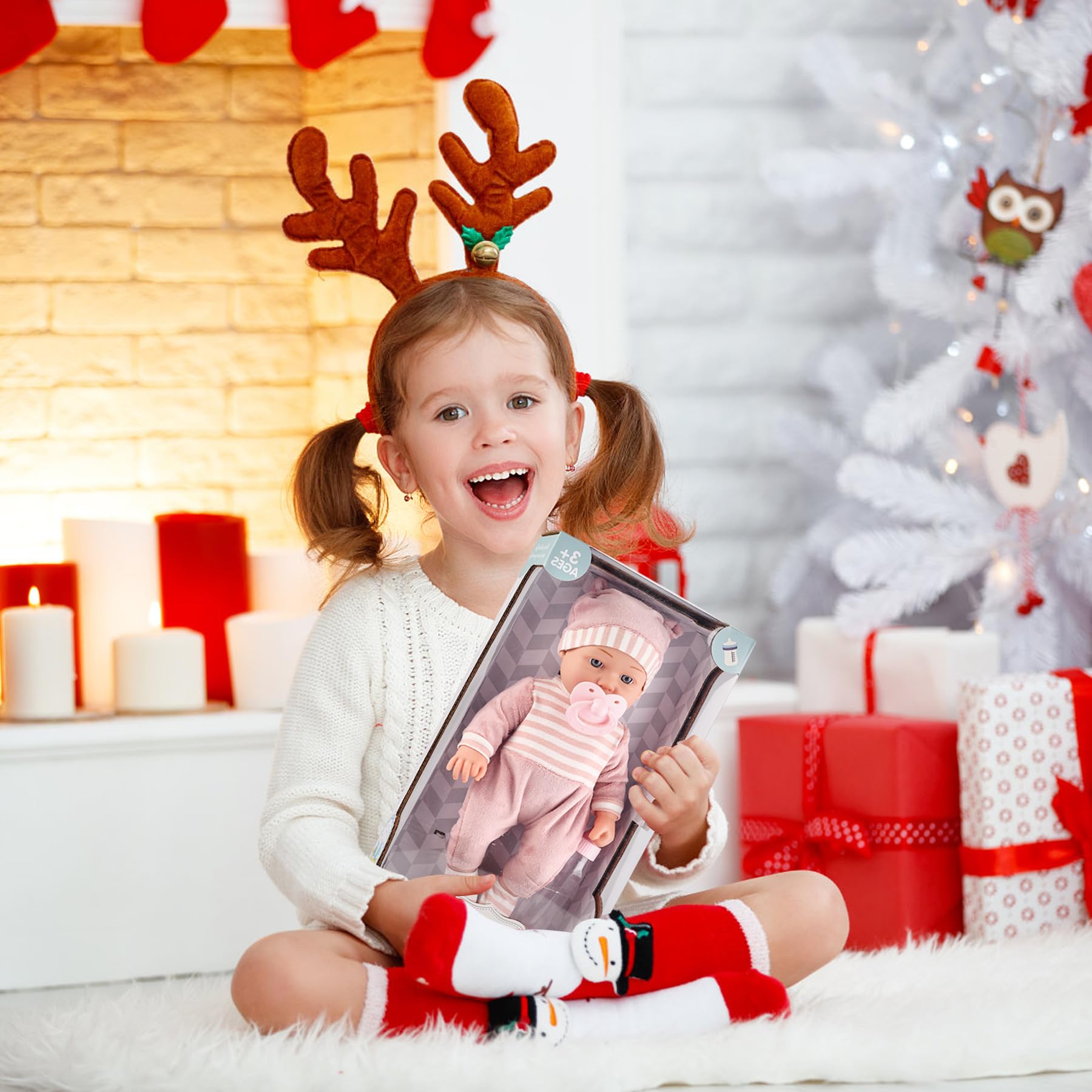 Juego de muñecas de Juguete de 30 cm con Accesorios Que Incluyen biberón, Manta Suave, Chupete y Conjuntos extraíbles. Regalo Ideal para niñas de más de 3 años