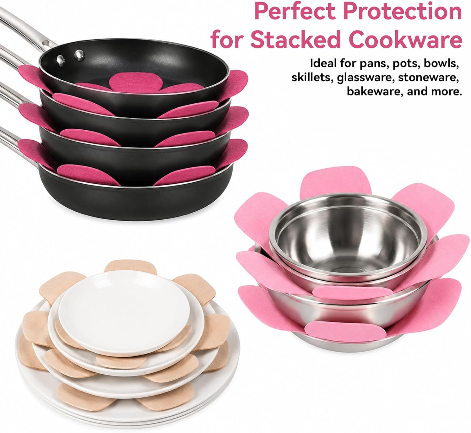 Pot and Pan Protectors 12 PCS Felt Pan Separators for Stacking