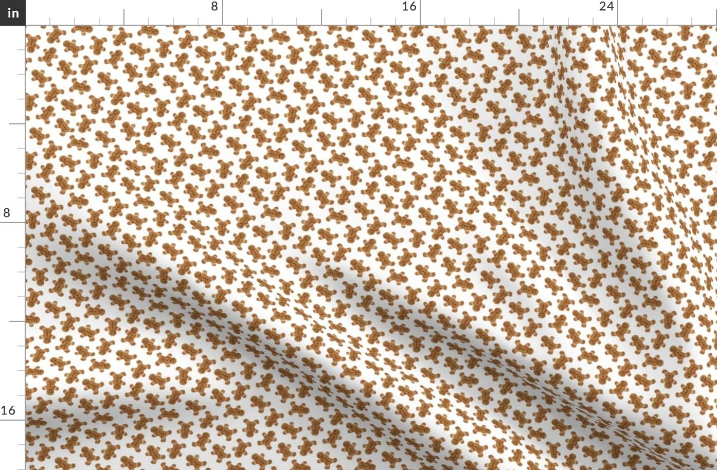 Spoonflower Fabric - Small Scale Gingerbread Man Cookie White Men Christmas Trendy Holiday Printed on Organic Cotton Sateen Fabric by The Yard - Sewing Quilting Apparel Home Decor