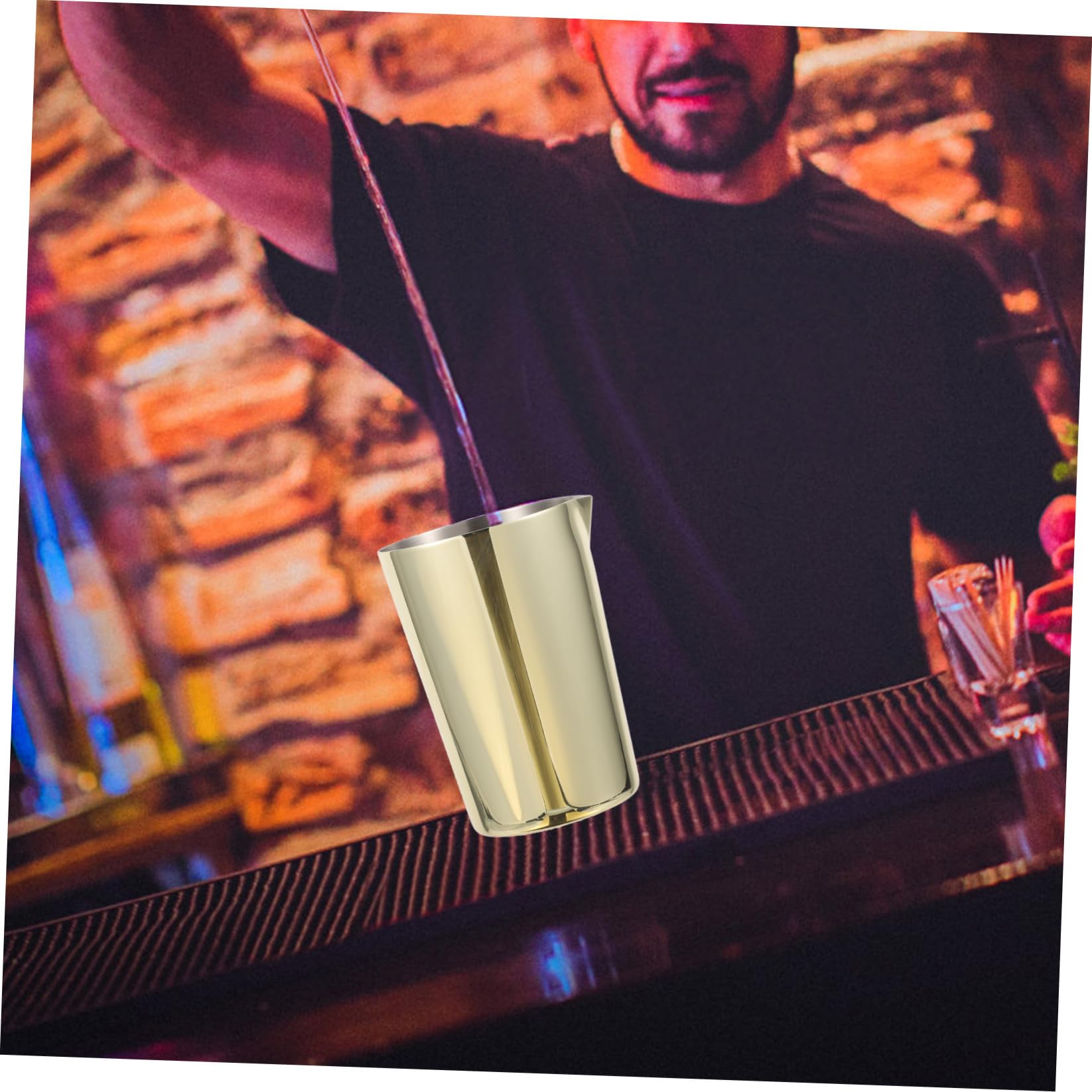 Gatuida Vaso Mezclador de Cóctel Portátil y Profesional de Acero Inoxidable Dorado para preparar Bebidas en Casa o Bar