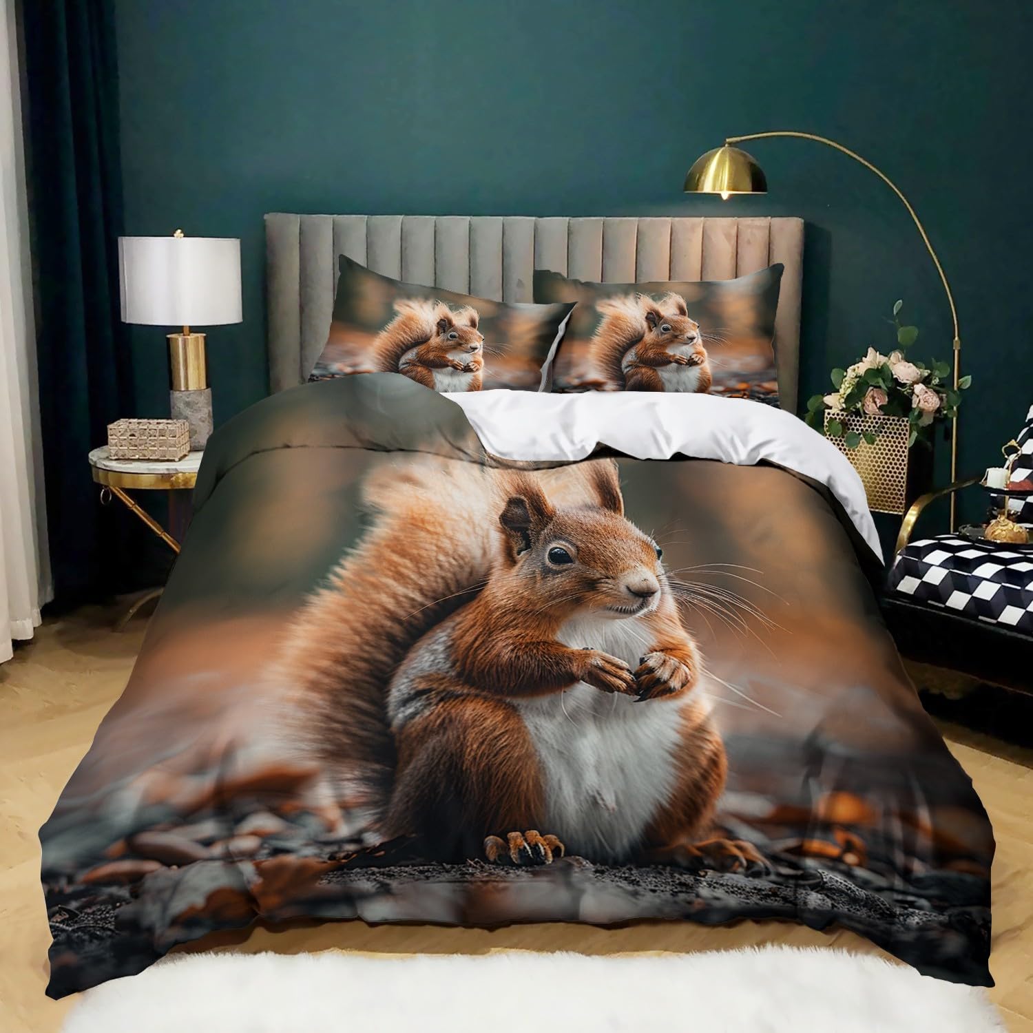 Eichhörnchen Bettwäsche Set - 100% Baumwolle Traumfänger Design 135x200 Cm
