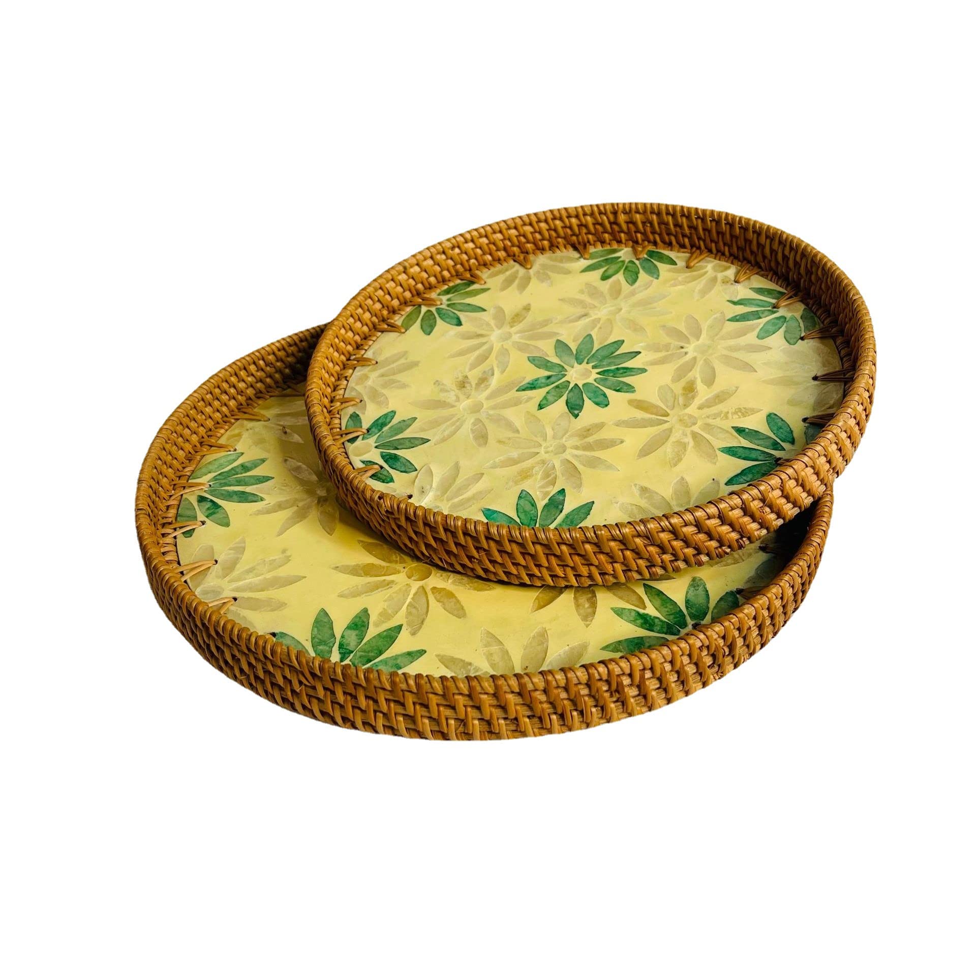 Basket Storage Box Kitchen bedroom Accessories Handmade Rattan Weaving Shell Tray,Living Room Household Creative Snack,Dessert